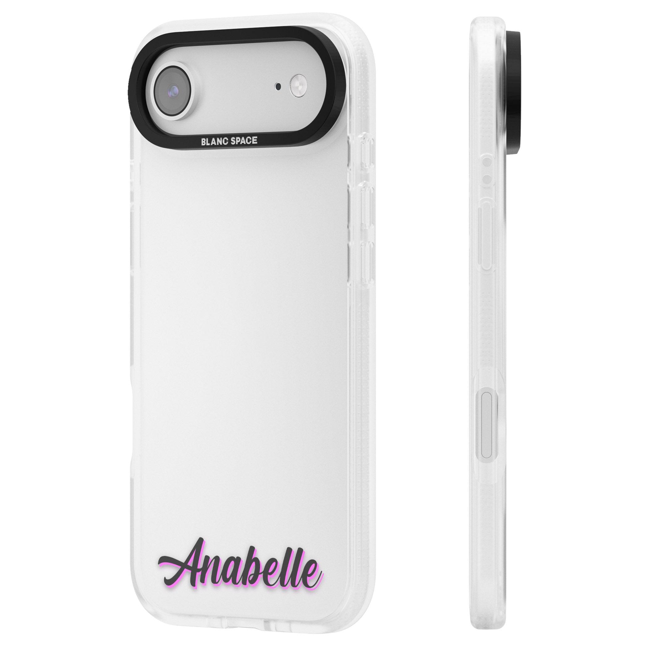 Personalised Cute Bottom Name iPhone 17 Air Impact Air Clear Phone Case Side Profile