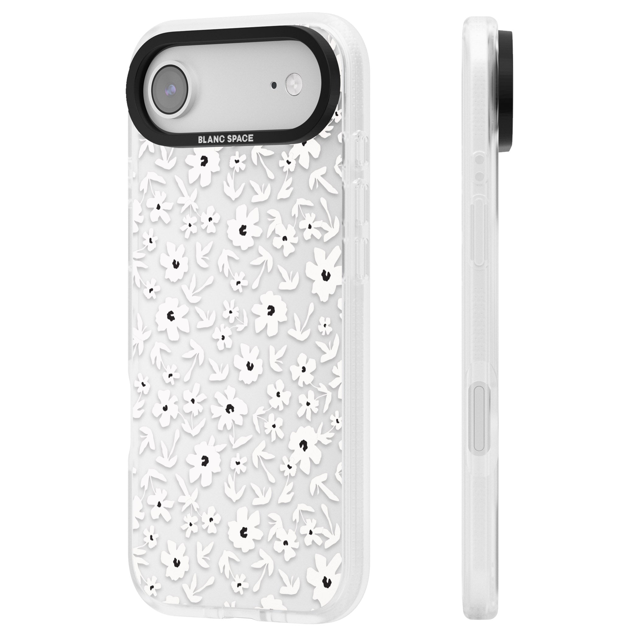 Monochrome Floral iPhone 17 Air Impact Air Clear Phone Case Side Profile
