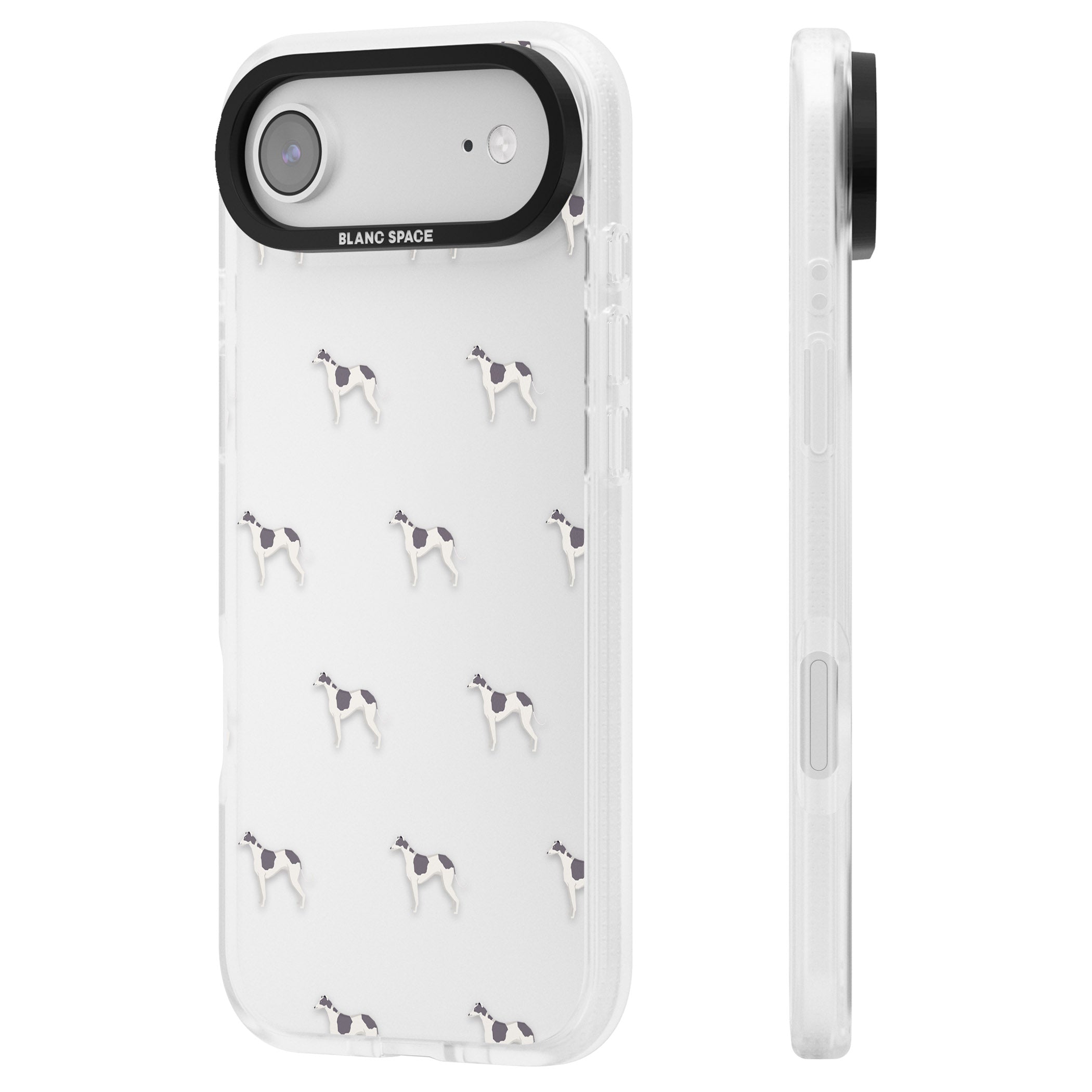Greyhound Pattern iPhone 17 Air Impact Air Clear Phone Case Side Profile