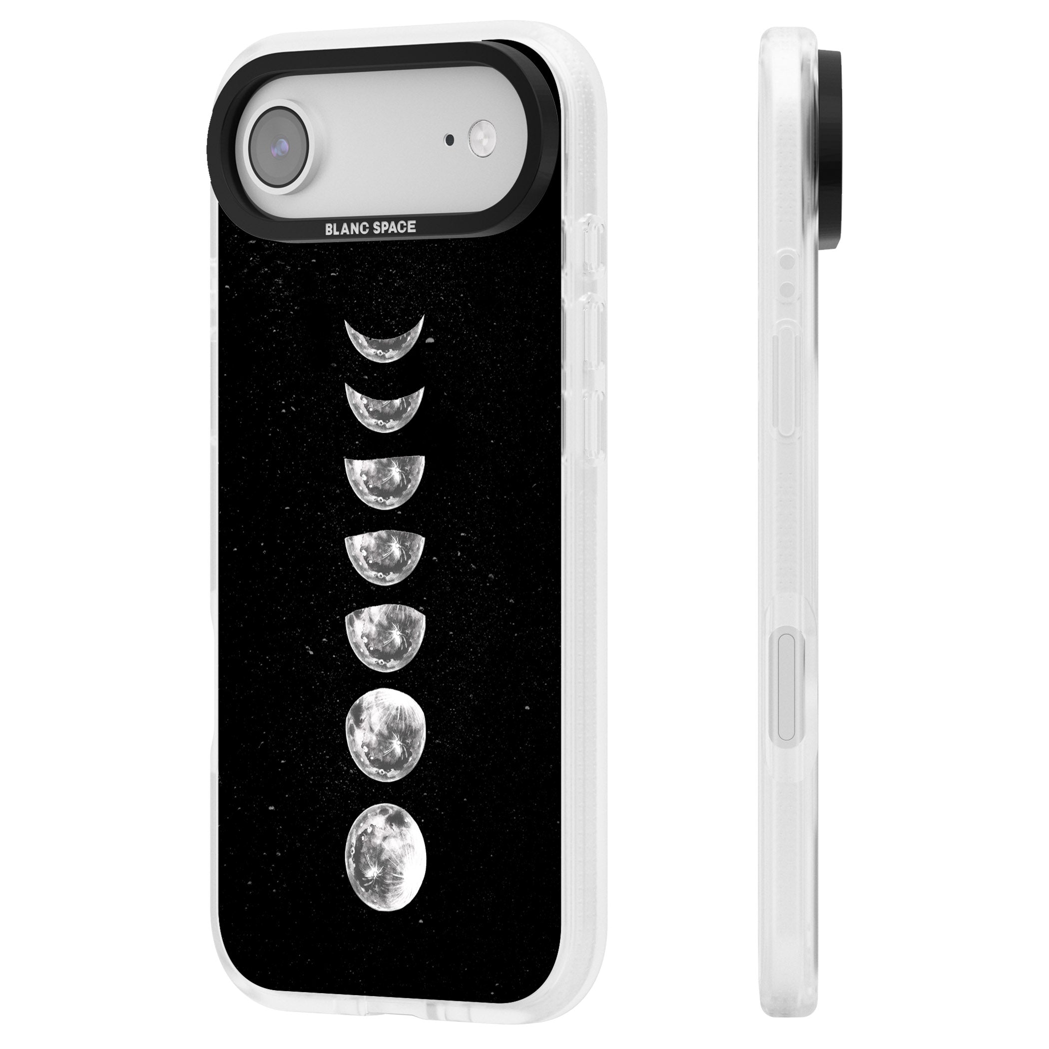 Light Watercolour Moons iPhone 17 Air Impact Air Clear Phone Case Side Profile