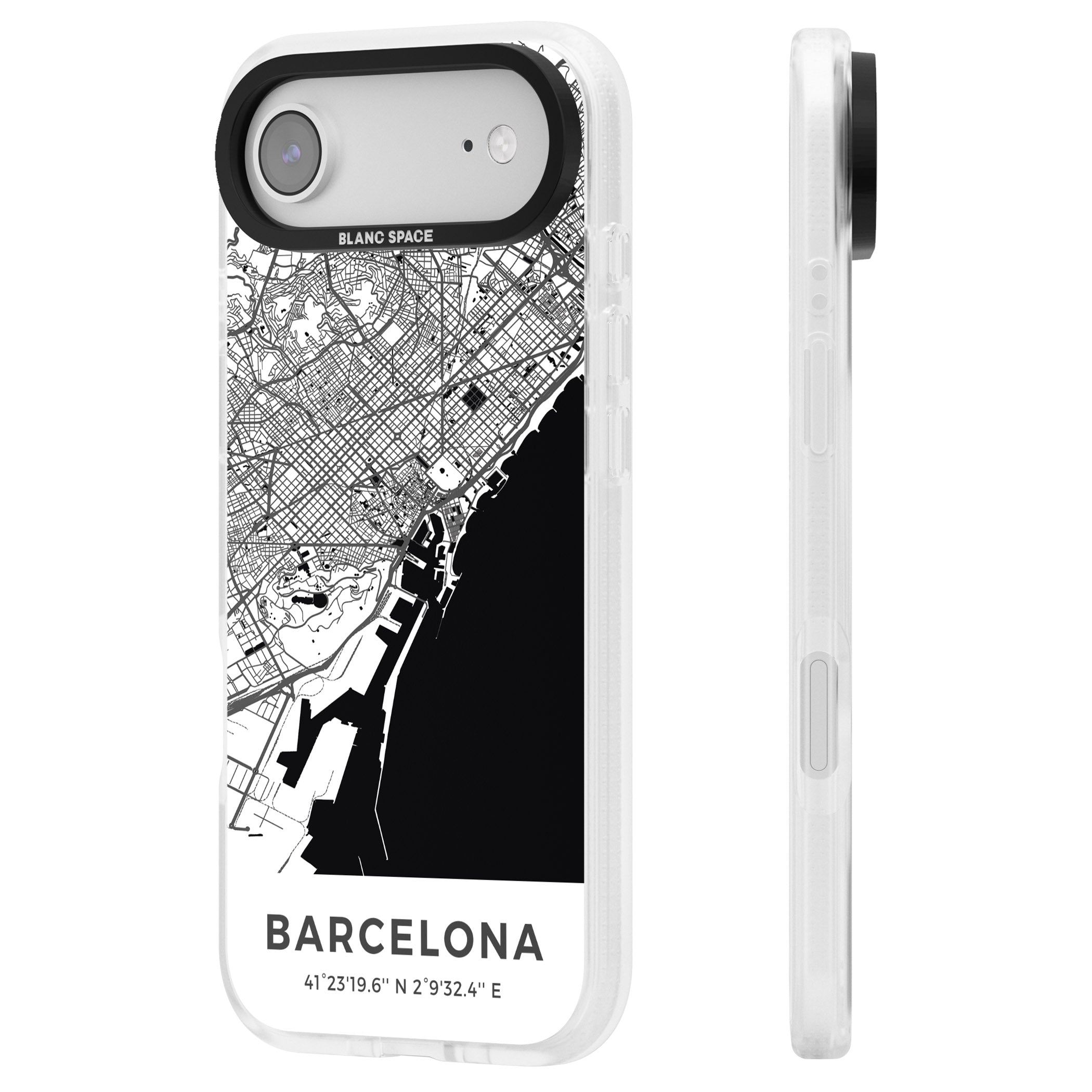 Barcelona Map iPhone 17 Air Impact Air Clear Phone Case Side Profile