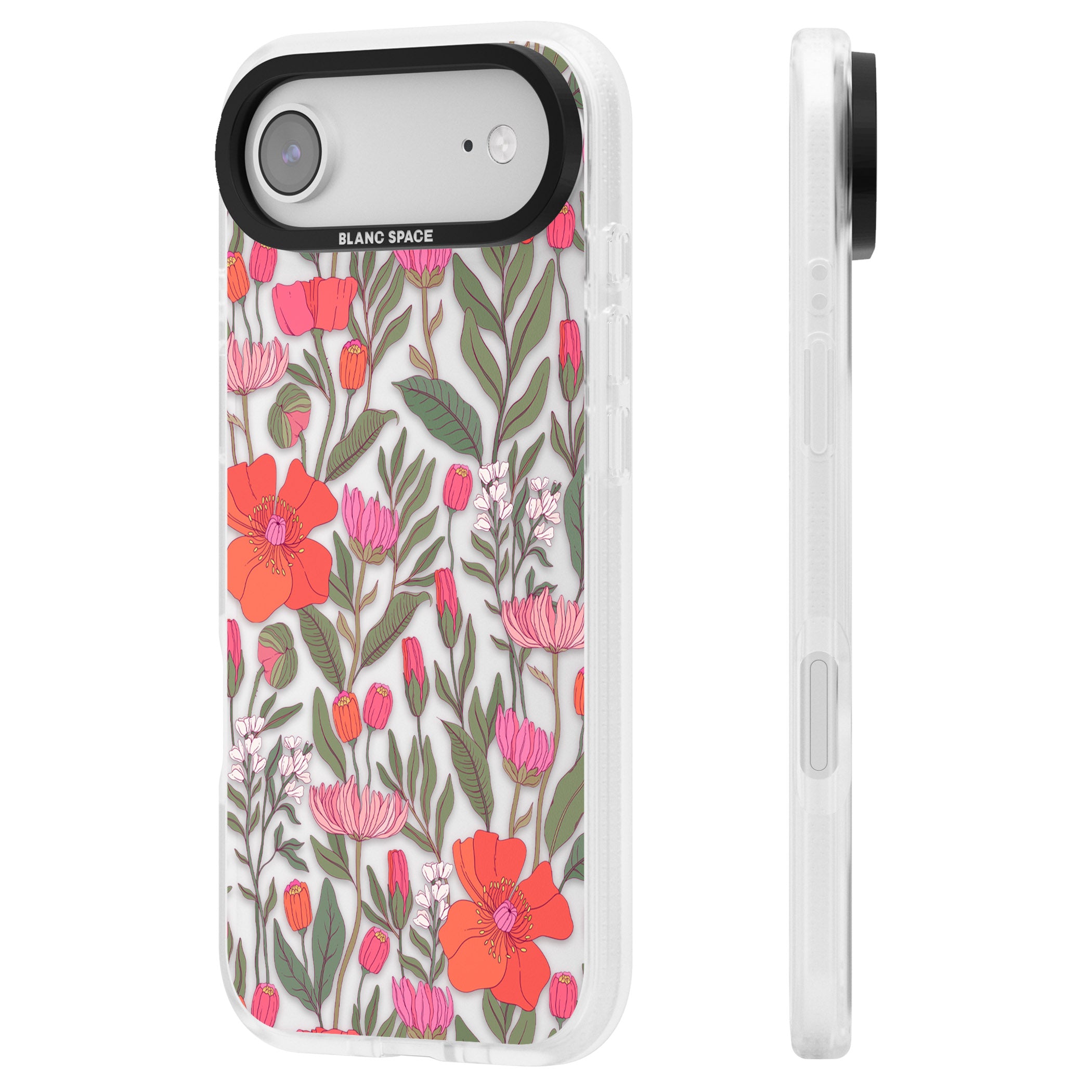 Peachy Floral iPhone 17 Air Impact Air Clear Phone Case Side Profile