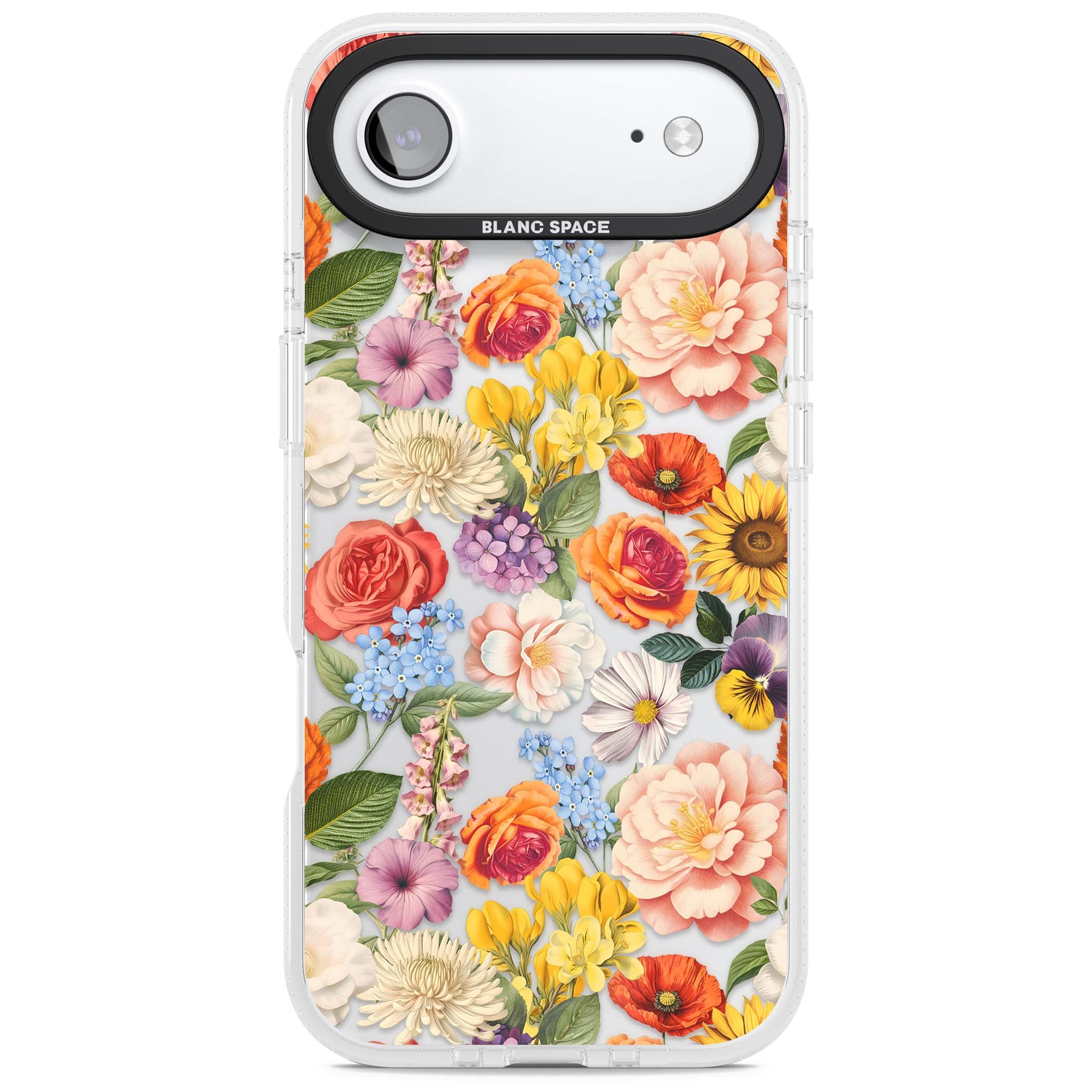 Bloom Basket floral iPhone case featuring cottage garden flowers including peonies, sunflowers, and wildflowers in pastel col | Clear Case Impact Air case for iPhone Air
