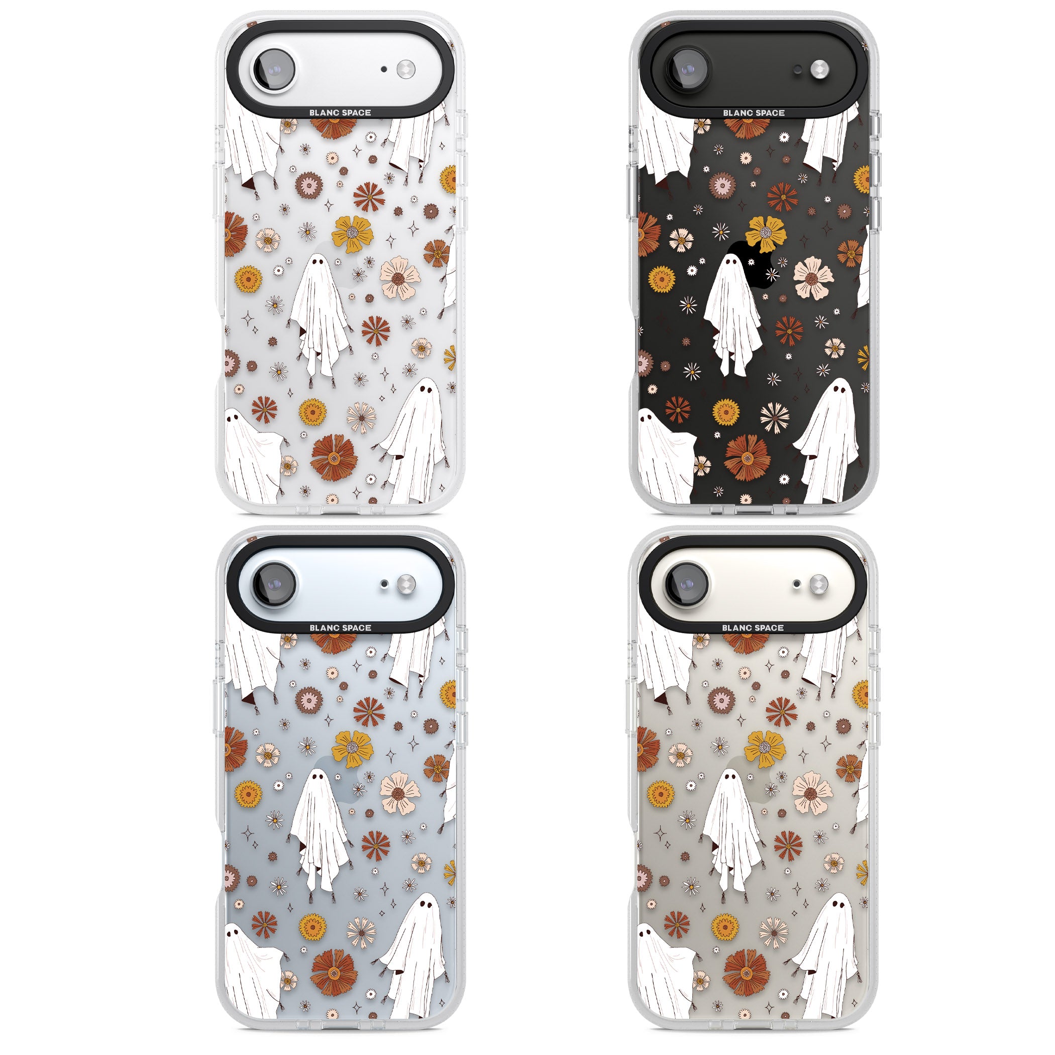 Halloween Ghosts And Flowers iPhone 17 Air Impact Air Clear Phone Case APT Impact Protection