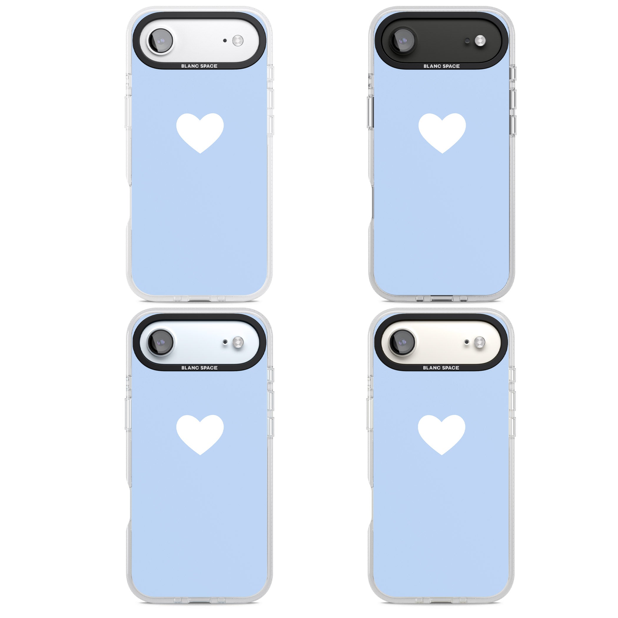 Single Heart Design: White & Baby Blue iPhone 17 Air Impact Air Clear Phone Case APT Impact Protection