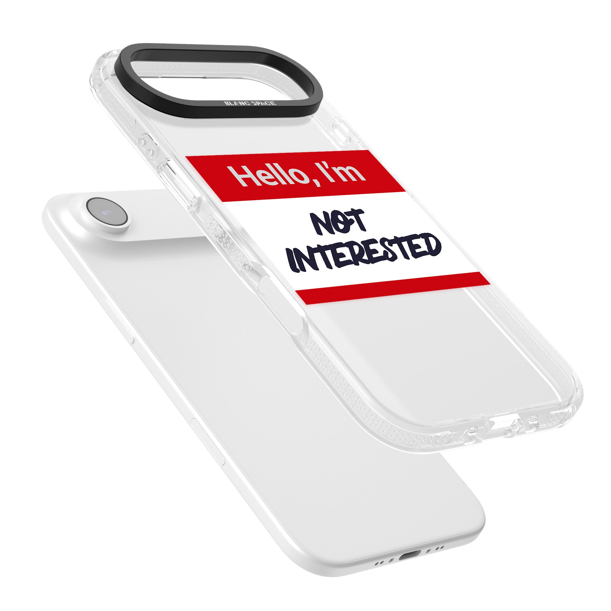 Funny Hello Name Tag Not Interested iPhone 17 Air Impact Air Clear Phone Case Colours