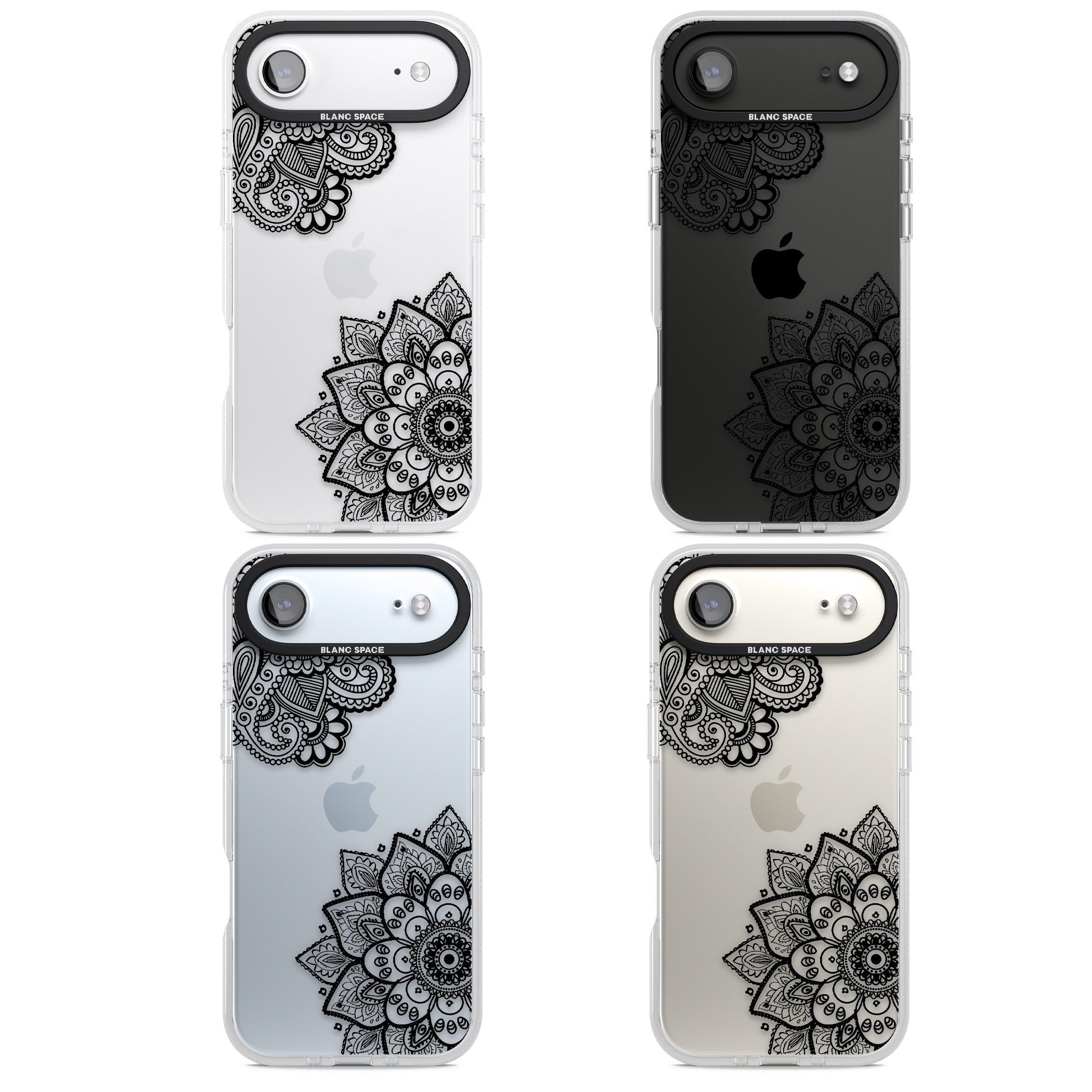 Black Henna Florals iPhone 17 Air Impact Air Clear Phone Case APT Impact Protection