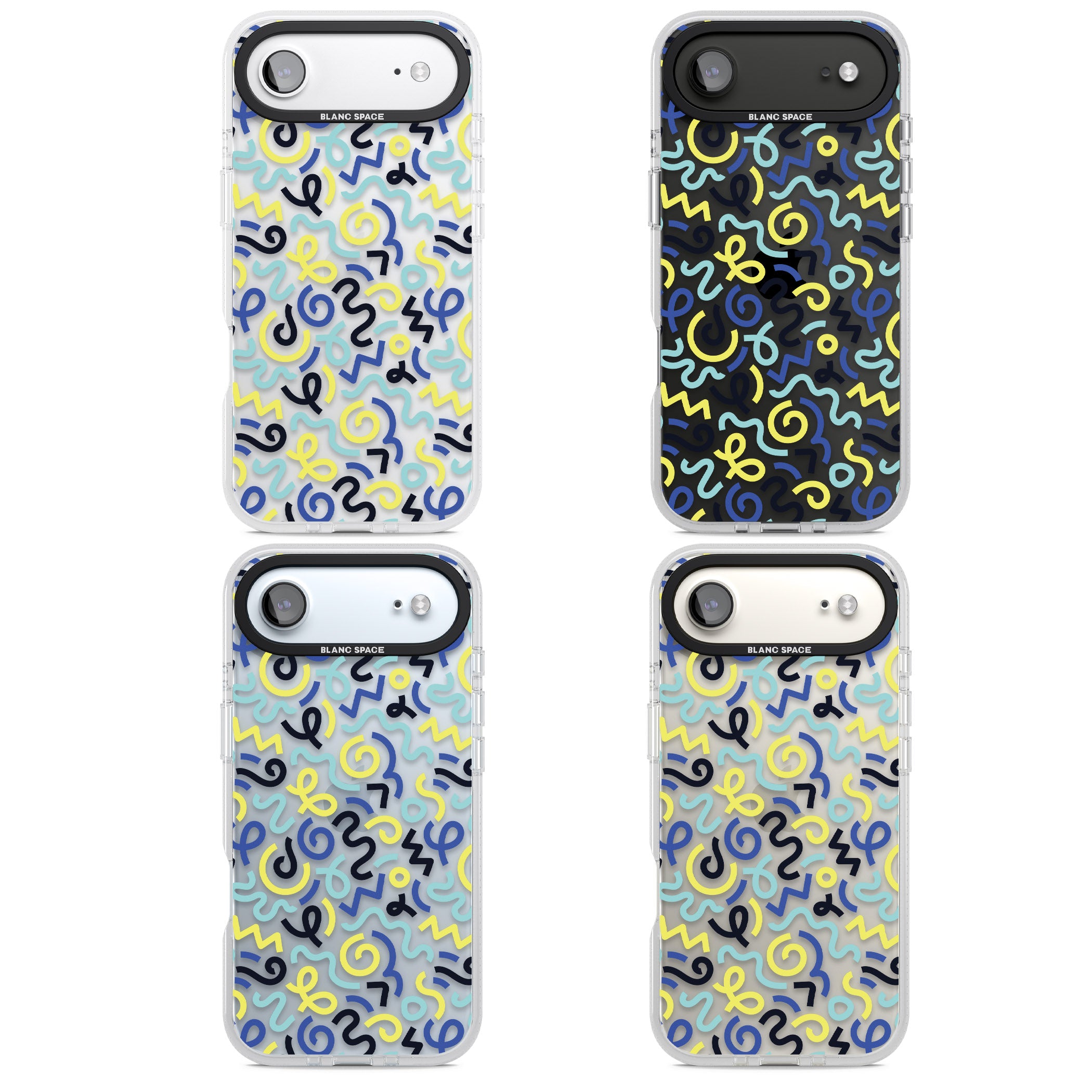 Blue & Yellow Memphis Retro iPhone 17 Air Impact Air Clear Phone Case APT Impact Protection