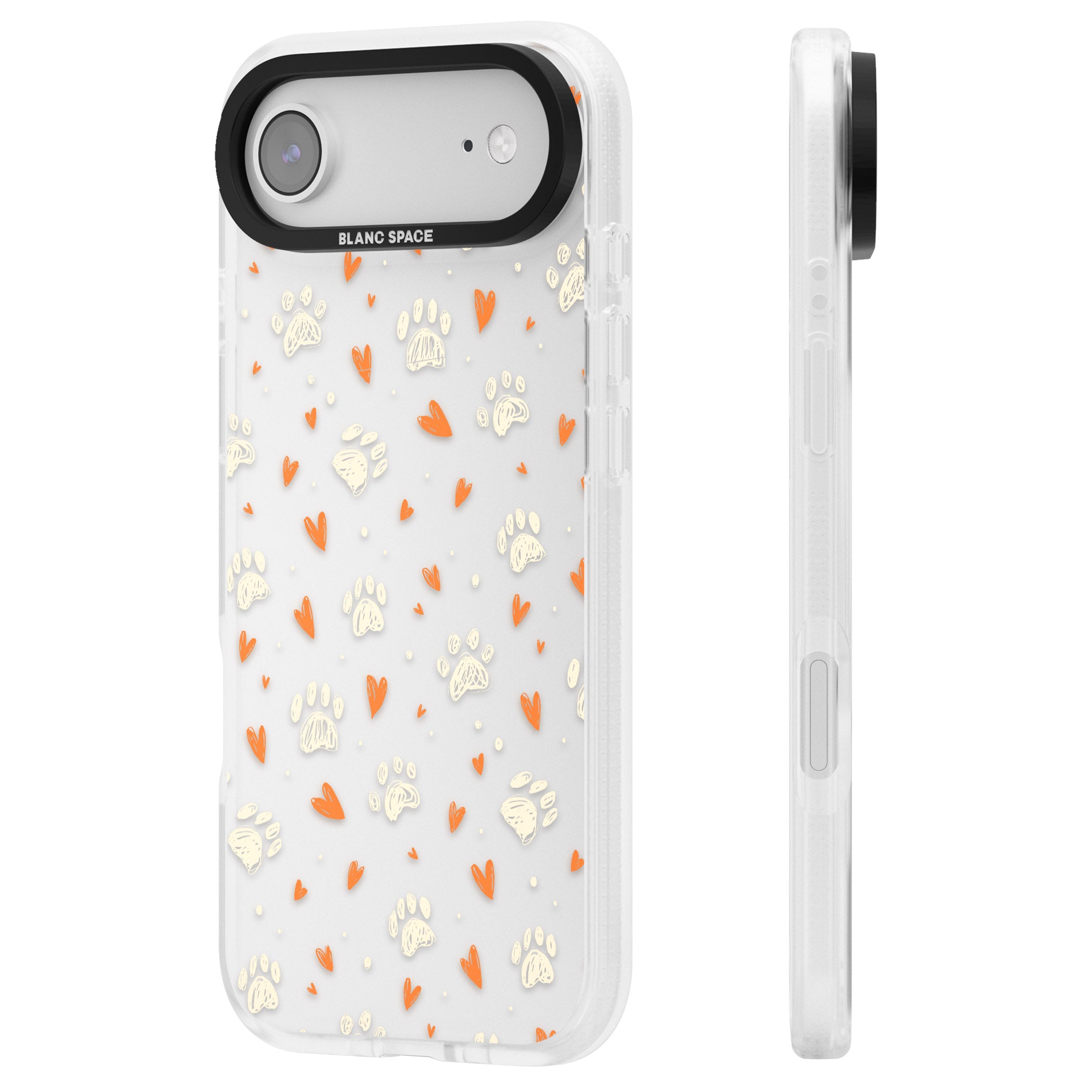 Paws And Hearts Pattern iPhone 17 Air Impact Air Clear Phone Case Side Profile
