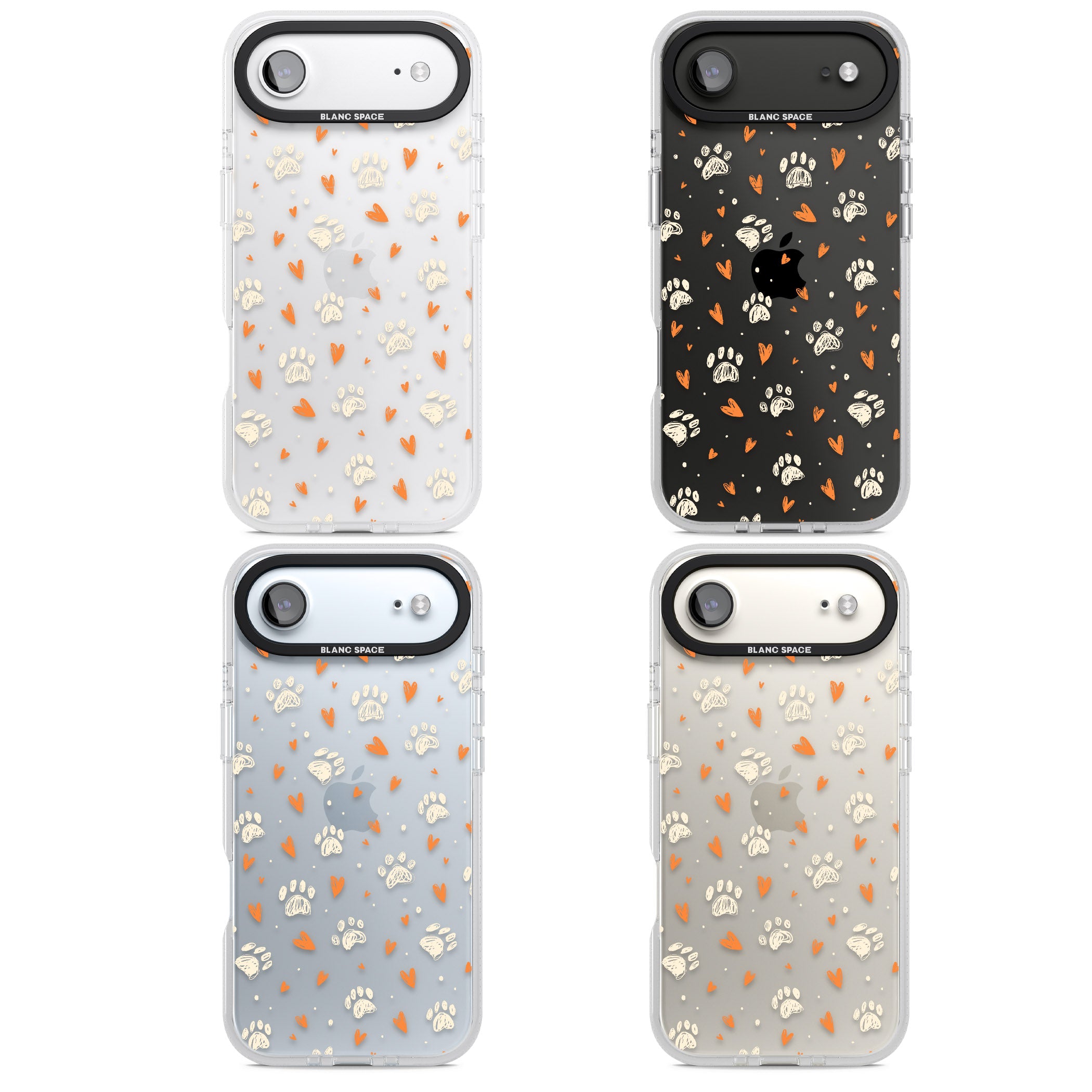 Paws And Hearts Pattern iPhone 17 Air Impact Air Clear Phone Case APT Impact Protection