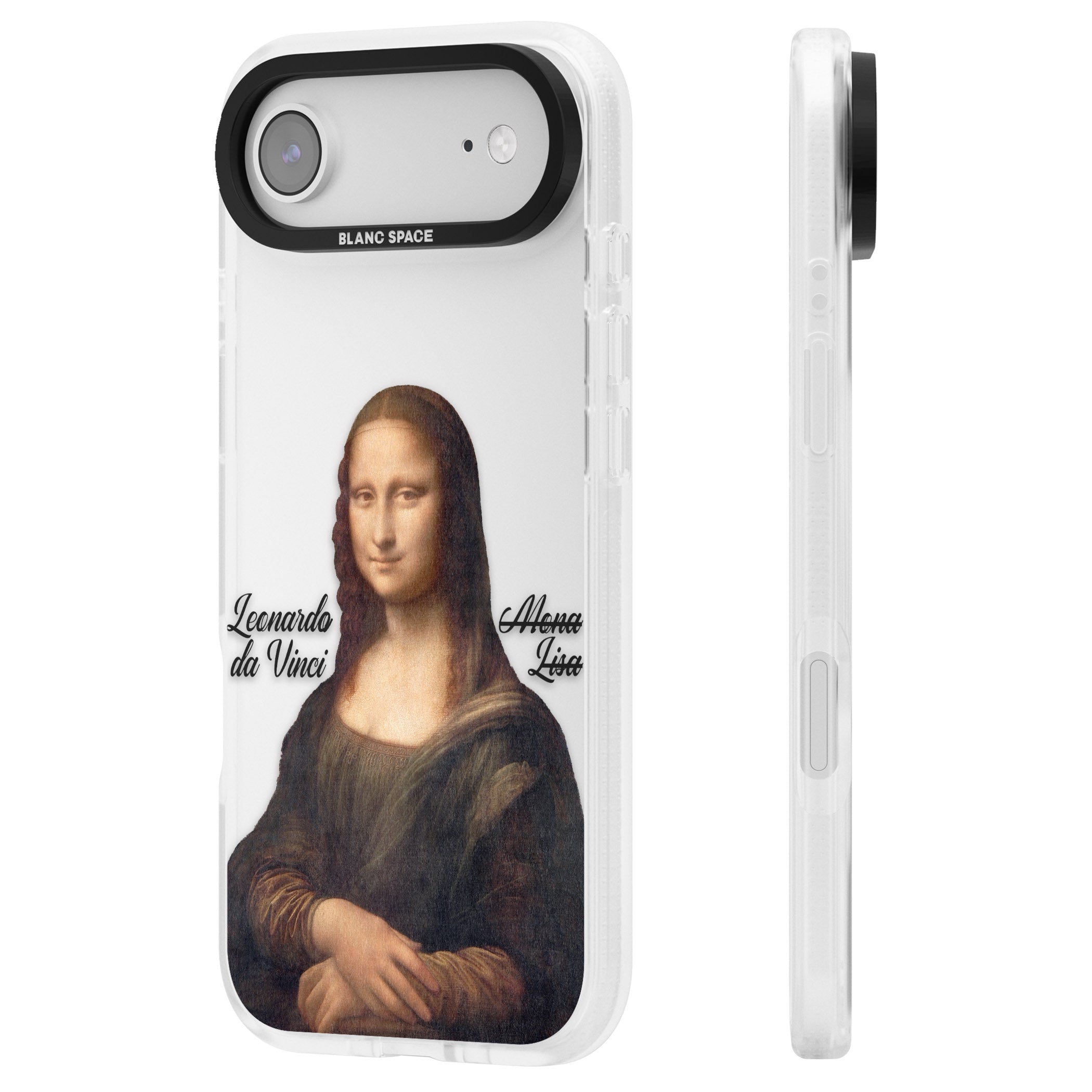 Mona Lisa Cutout iPhone 17 Air Impact Air Clear Phone Case Side Profile