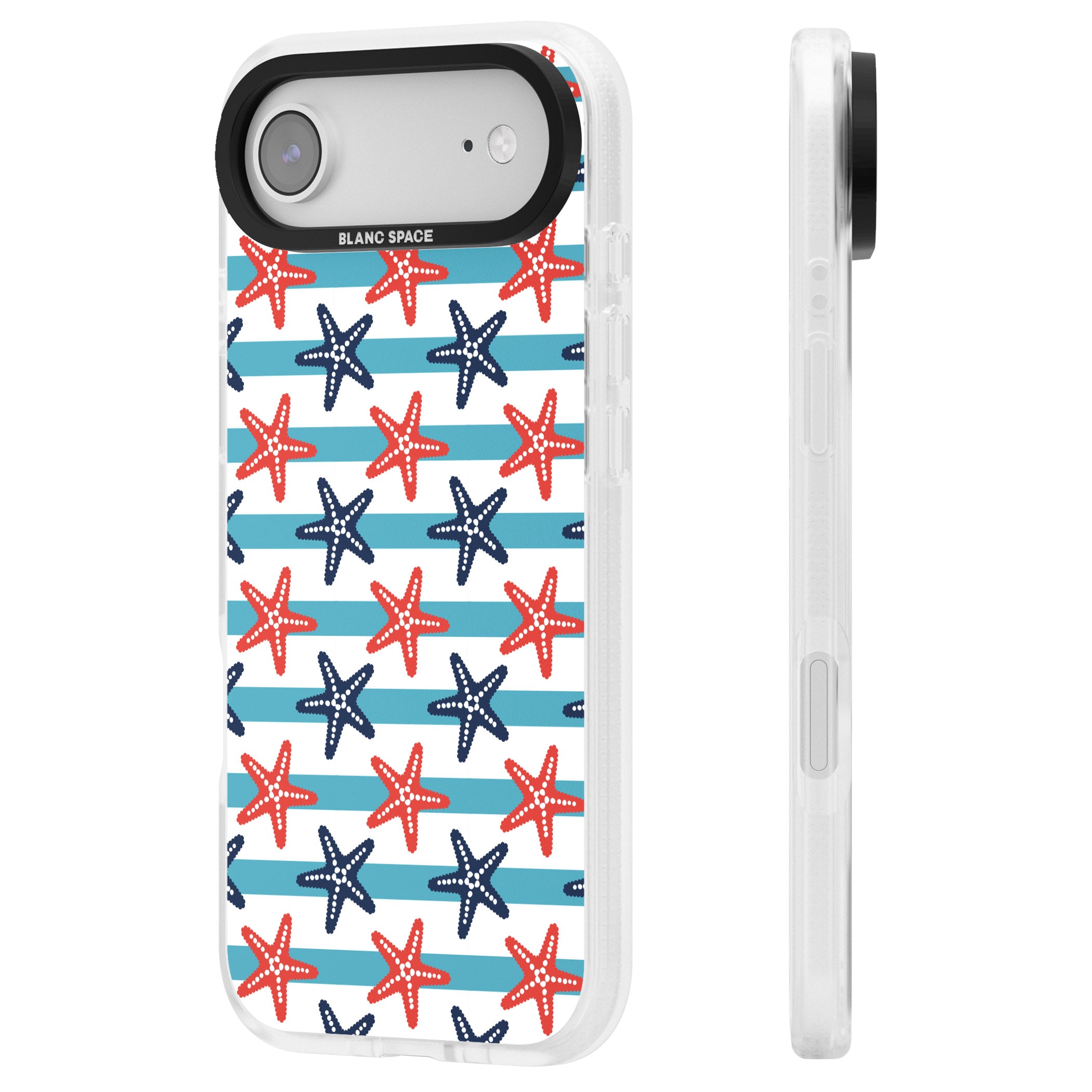 Nautical Starfish Stripe iPhone 17 Air Impact Air Clear Phone Case Side Profile