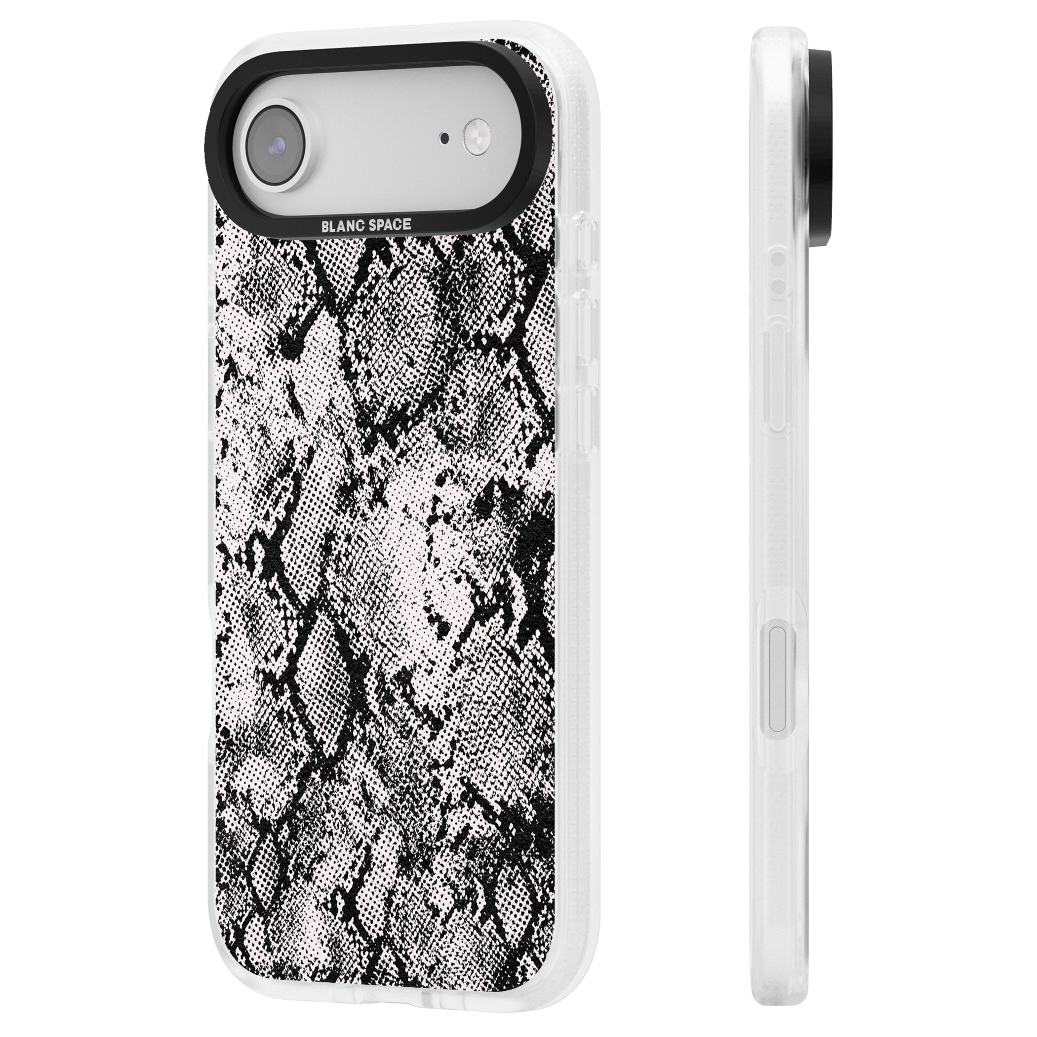 Pastel Snakeskin Grey iPhone 17 Air Impact Air Clear Phone Case Side Profile