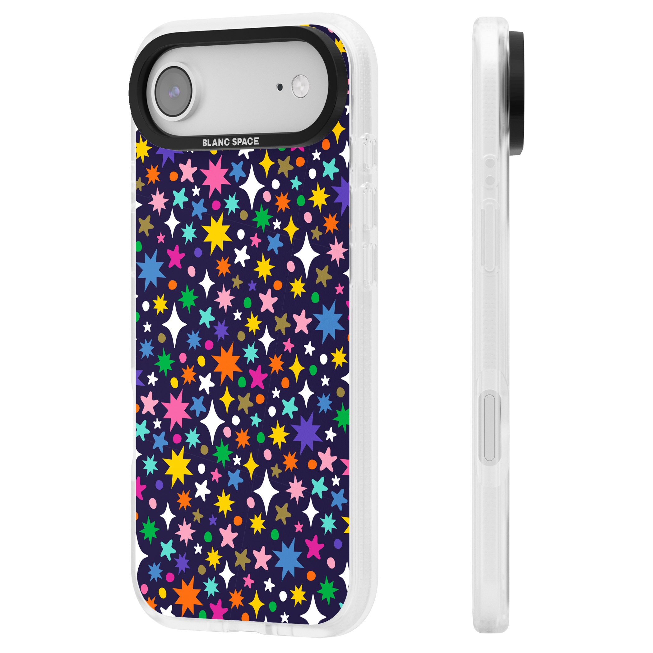 Rainbow Starburst (Purple) iPhone 17 Air Impact Air Clear Phone Case Side Profile