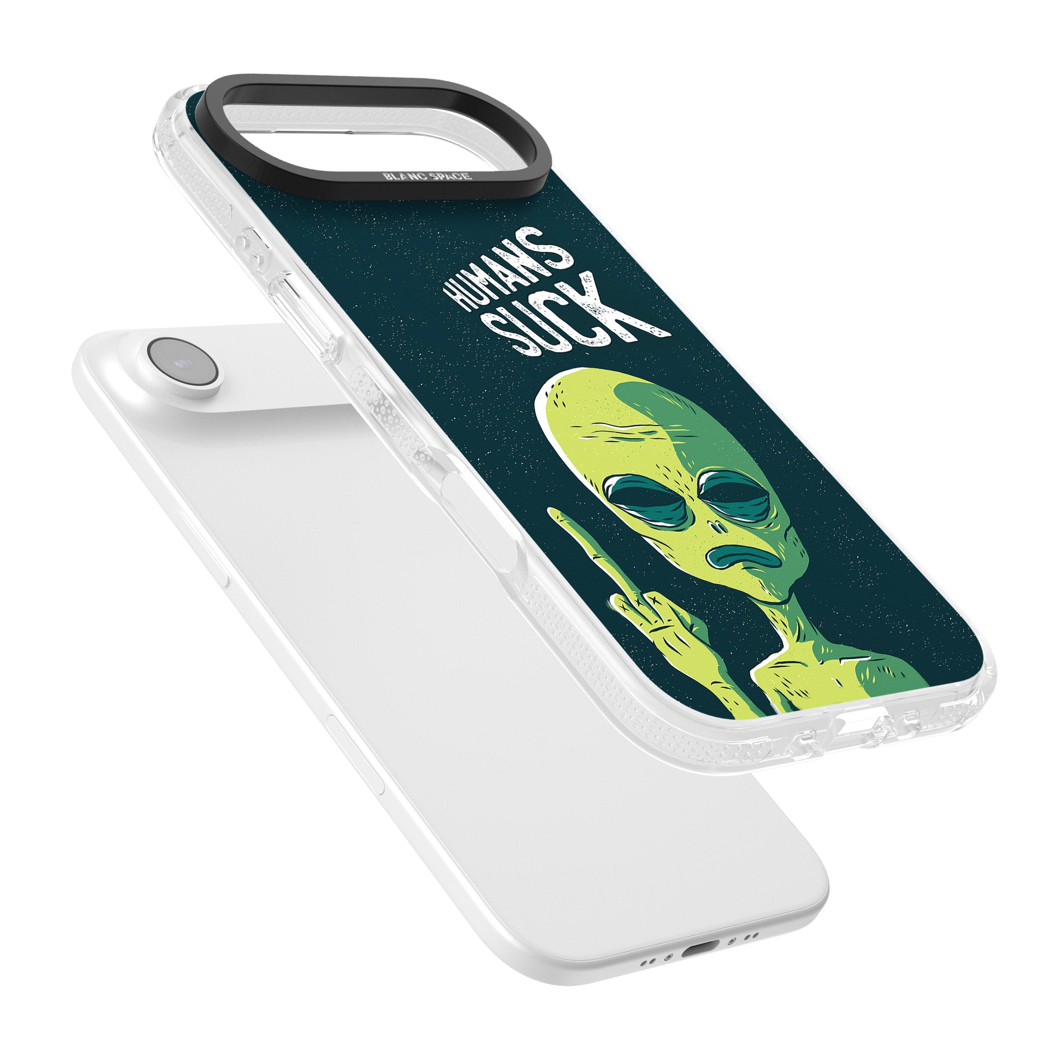 Humans Suck Alien iPhone 17 Air Impact Air Clear Phone Case Colours