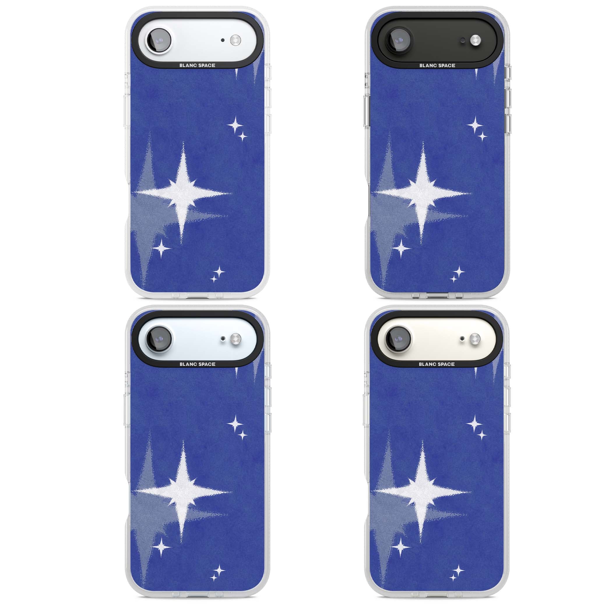 Blue Sparkle celestial iPhone case featuring sparkling silver stars on a deep blue painterly night sky | Clear Case Impact Air case for iPhone Air