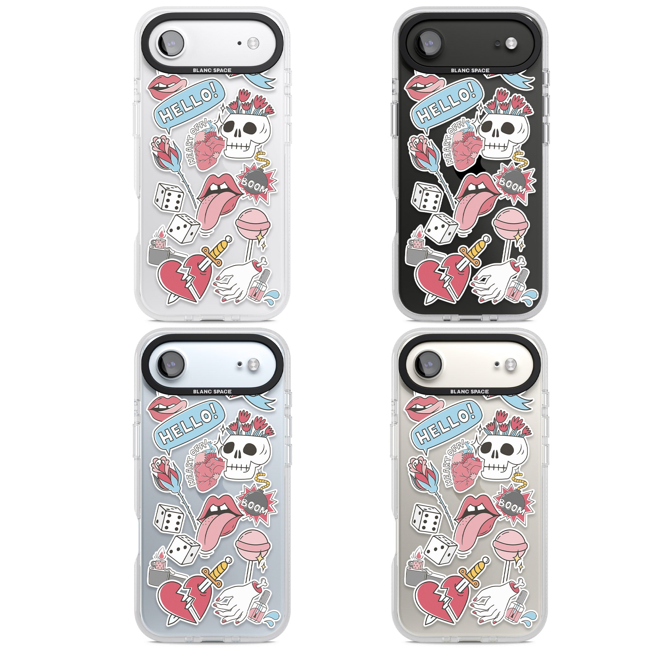 Skull & Flowers Stickers iPhone 17 Air Impact Air Clear Phone Case APT Impact Protection