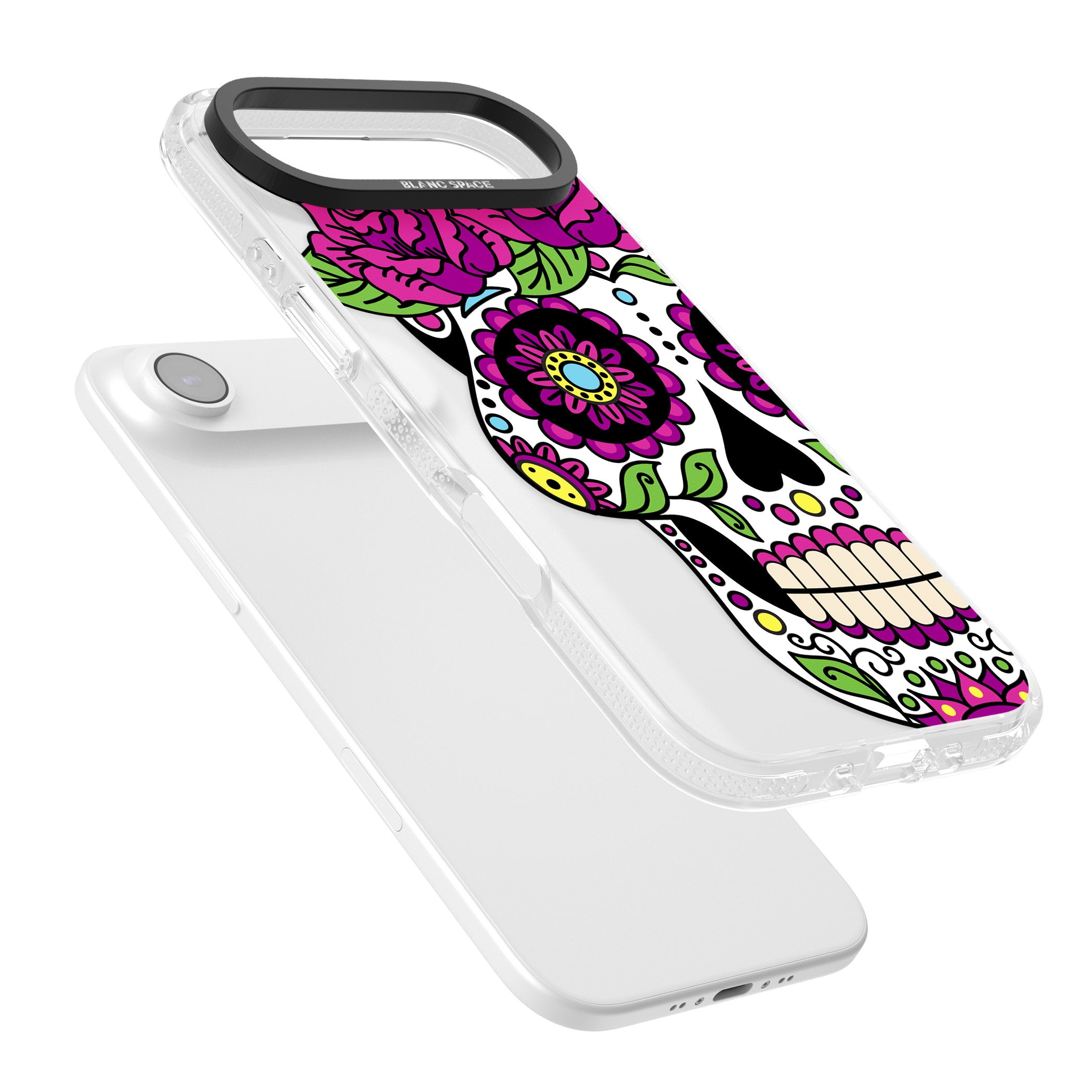 Purple Floral Sugar Skull iPhone 17 Air Impact Air Clear Phone Case Colours