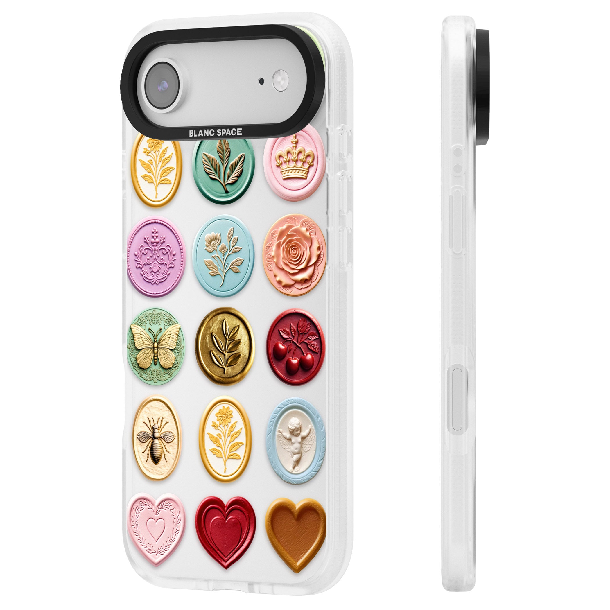 Vintage Wax Seal Pattern iPhone 17 Air Impact Air Clear Phone Case Side Profile