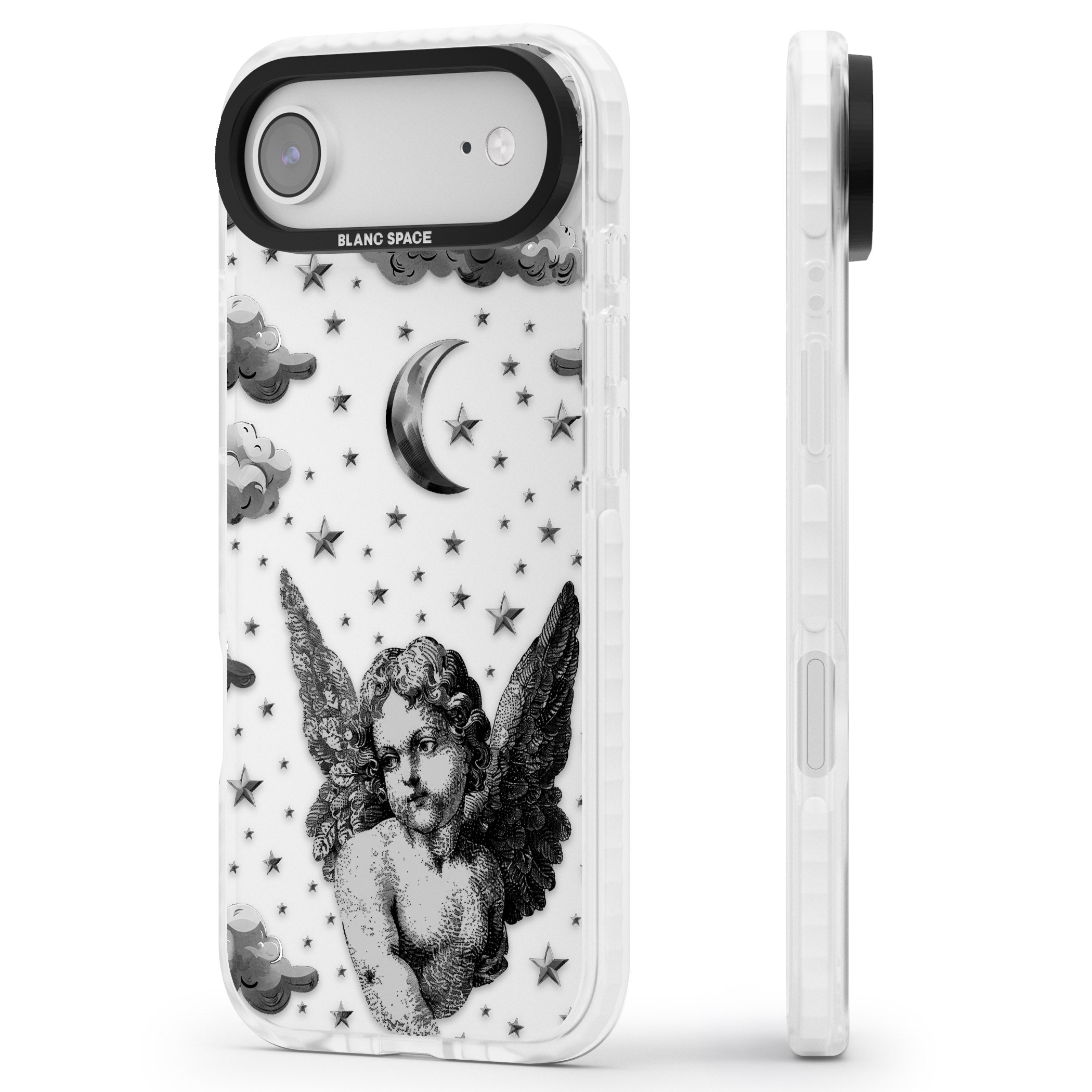 Celestial Cherub iPhone 17 Air Impact Clear Phone Case Side Profile