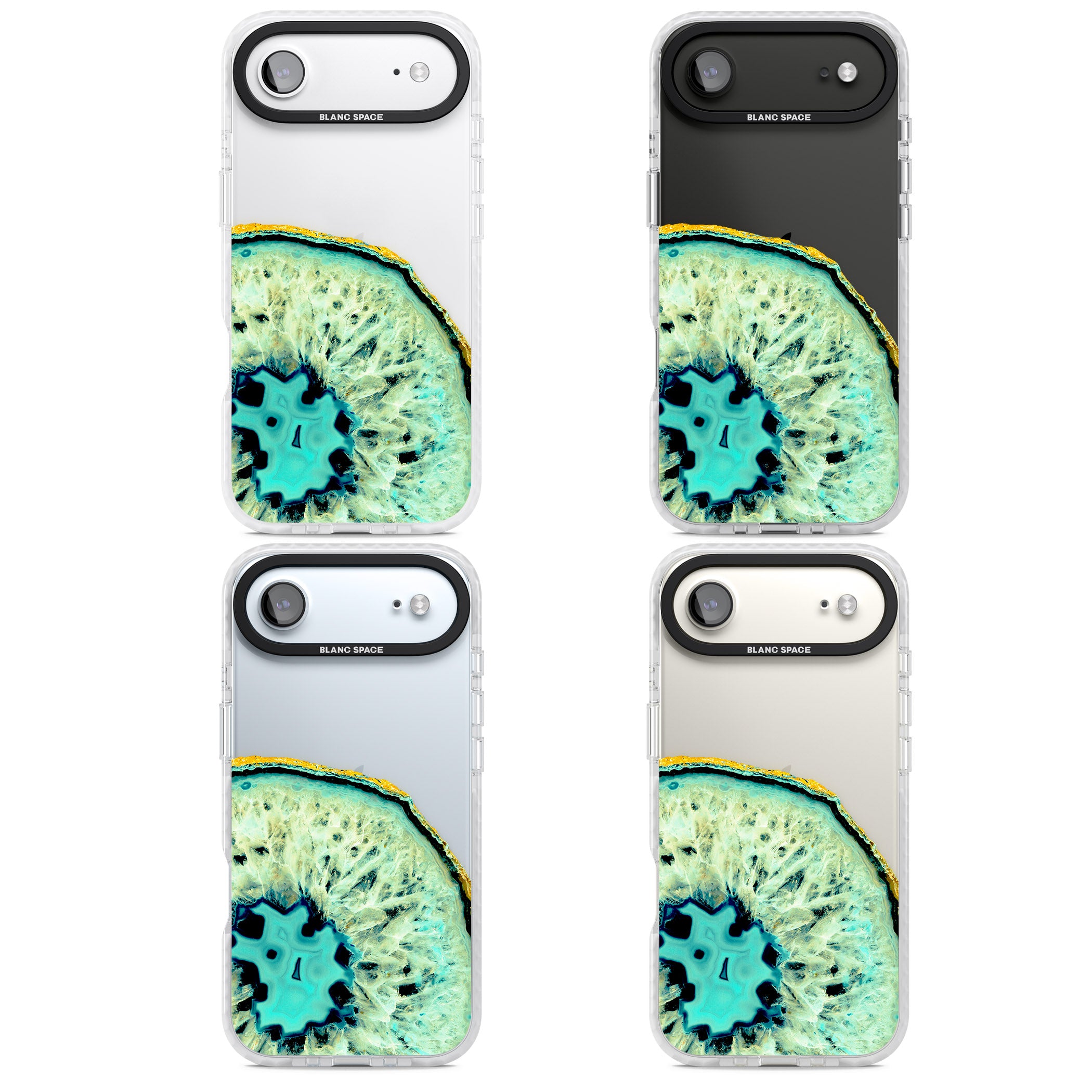 Turquoise Geode Crystal iPhone 17 Air Impact Clear Phone Case APT Impact Protection