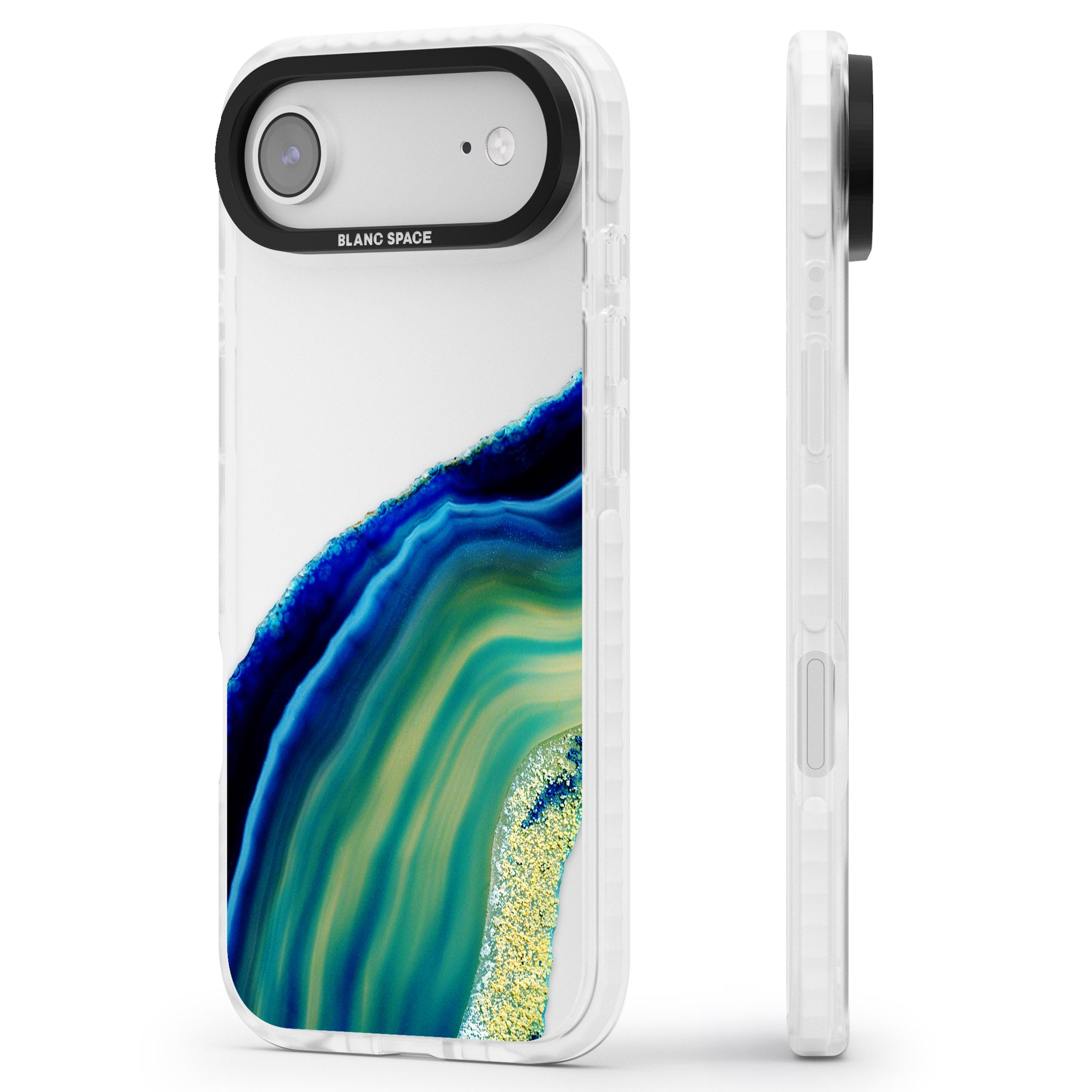 Green & Blue Emerald Geode iPhone 17 Air Impact Clear Phone Case Side Profile