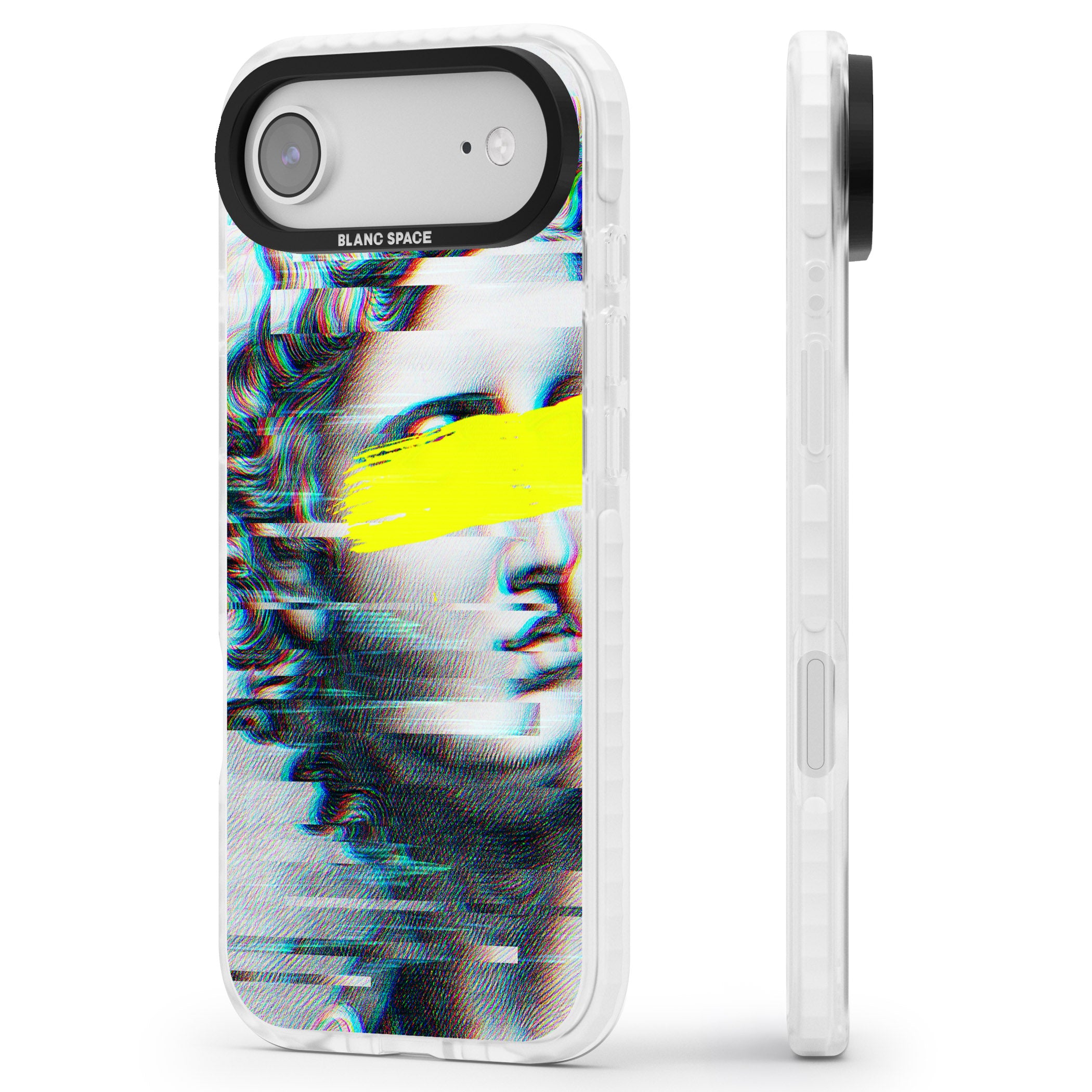 Glitched Fragment iPhone 17 Air Impact Clear Phone Case Side Profile