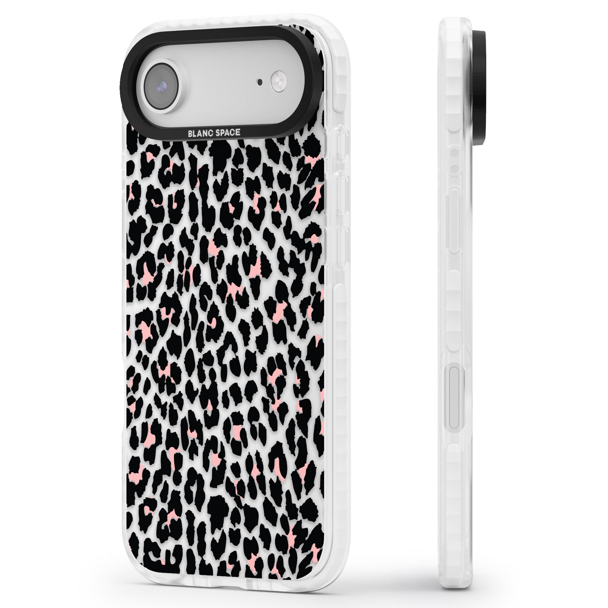 Pink Leopard Print iPhone 17 Air Impact Clear Phone Case Side Profile