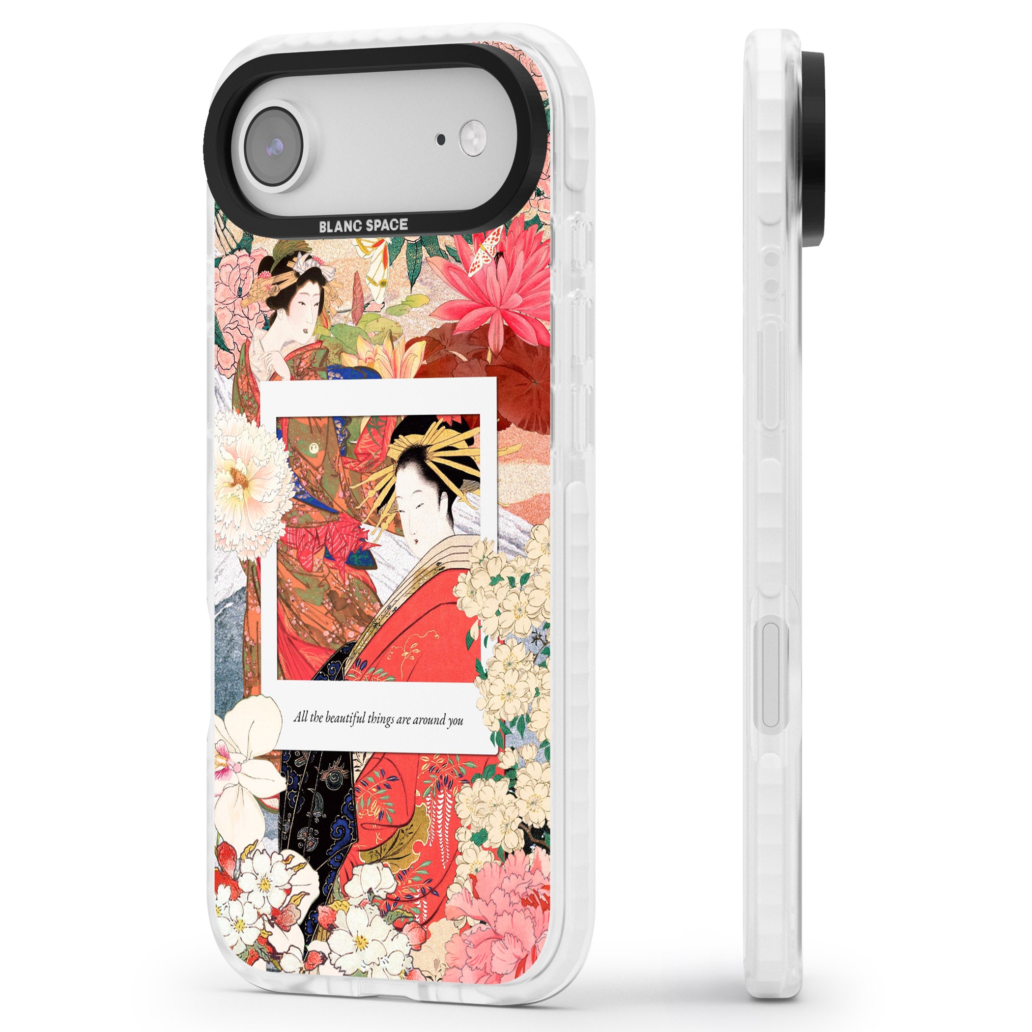 Woodblock Geisha iPhone 17 Air Impact Clear Phone Case Side Profile
