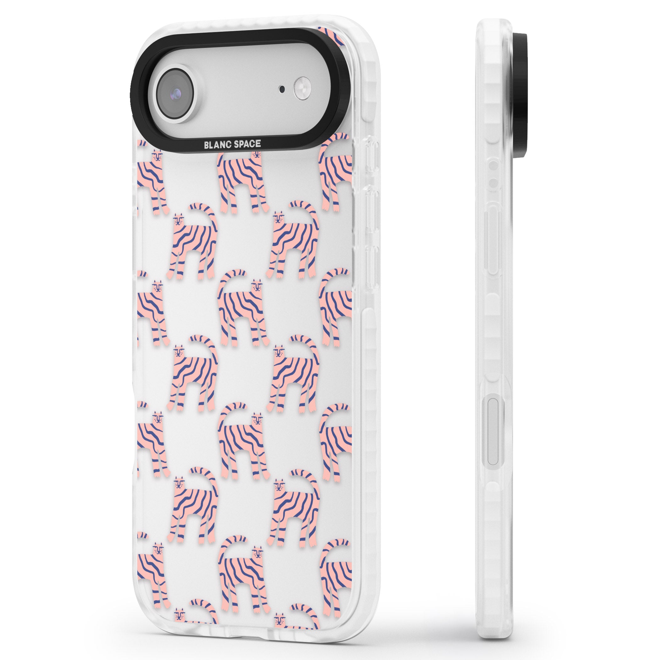 Pink And Blue Cat Pattern iPhone 17 Air Impact Clear Phone Case Side Profile