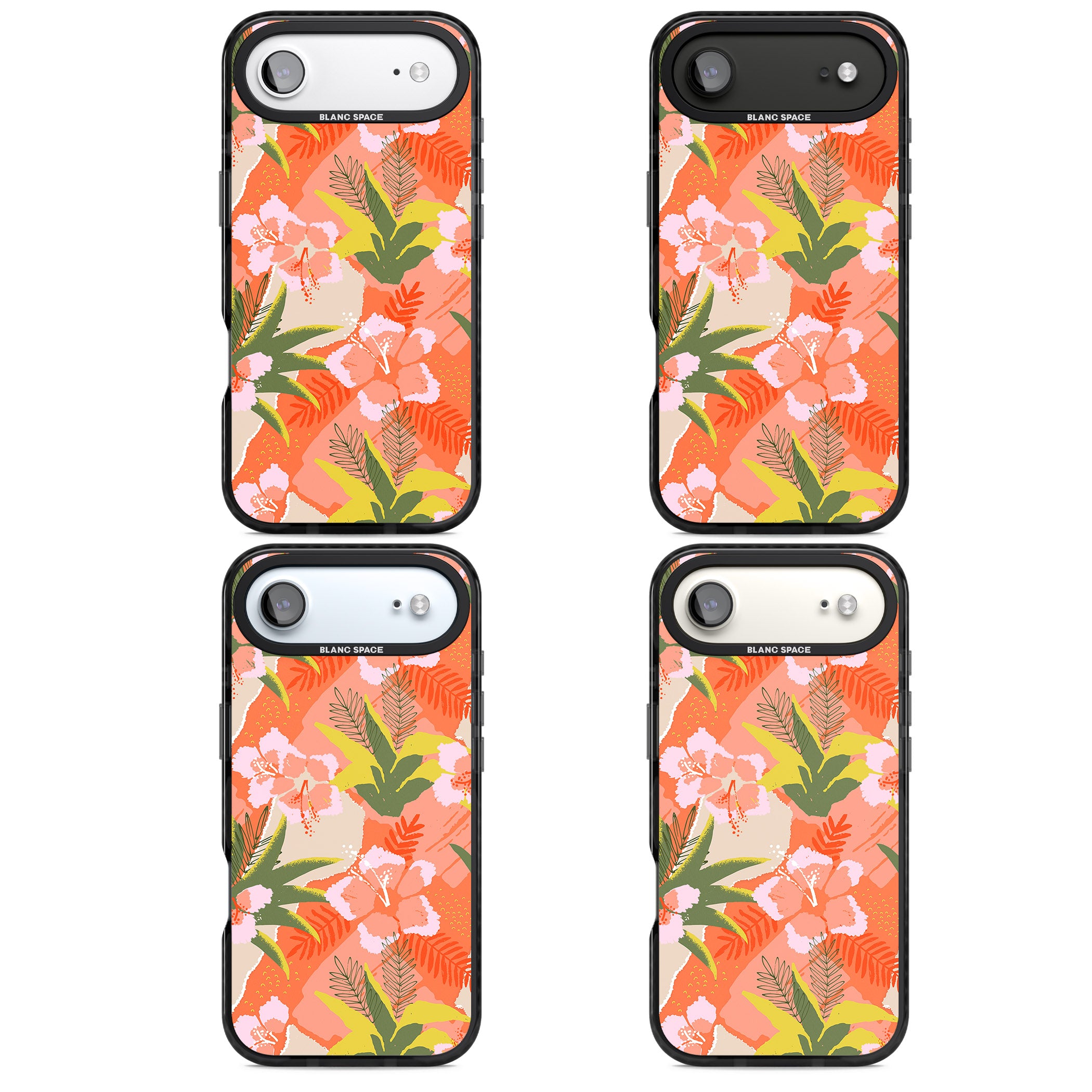 Hawaiian Flowers Abstract Pattern iPhone 17 Air Impact Black Phone Case APT Impact Protection