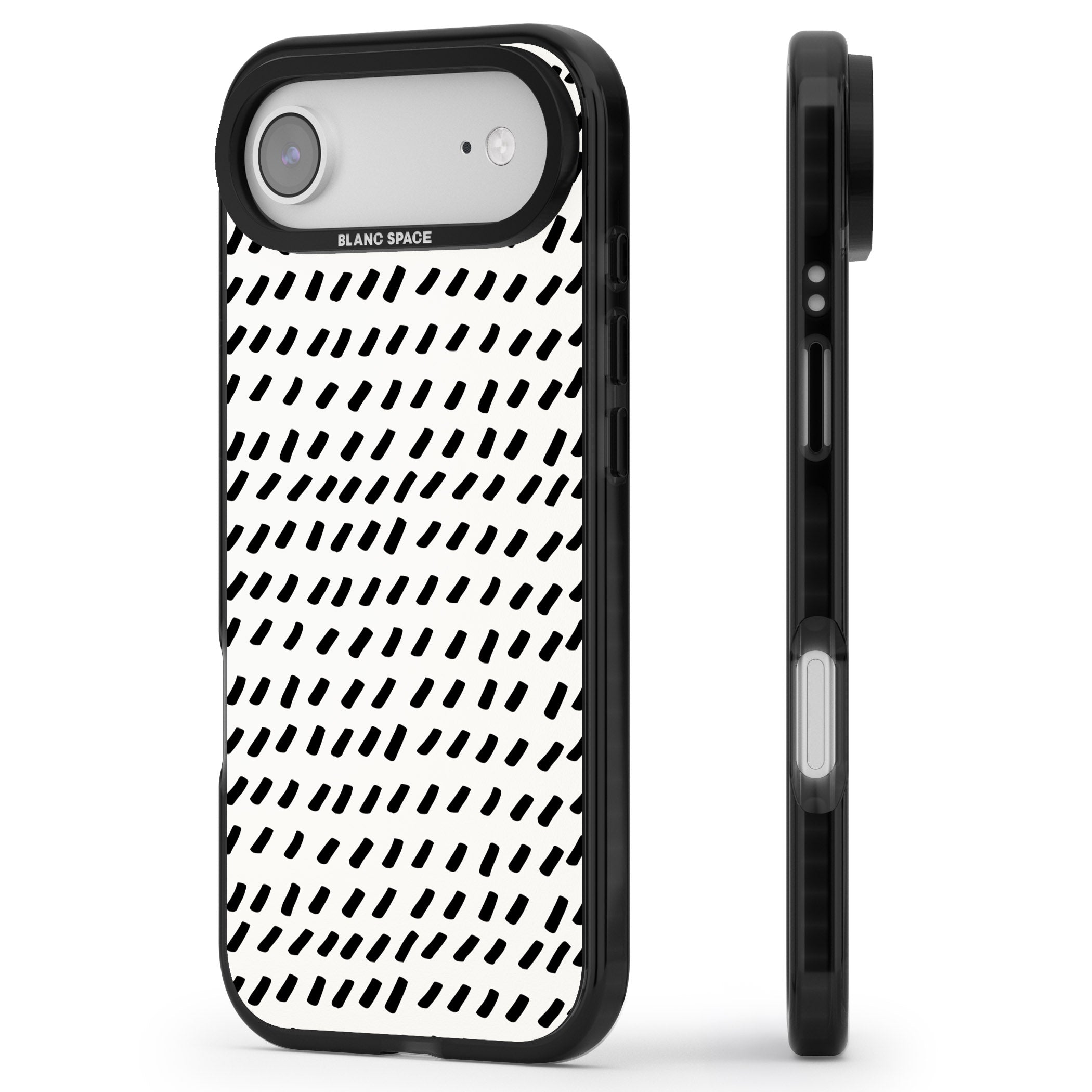 Hand Drawn Lines Pattern iPhone 17 Air Impact Black Phone Case Side Profile