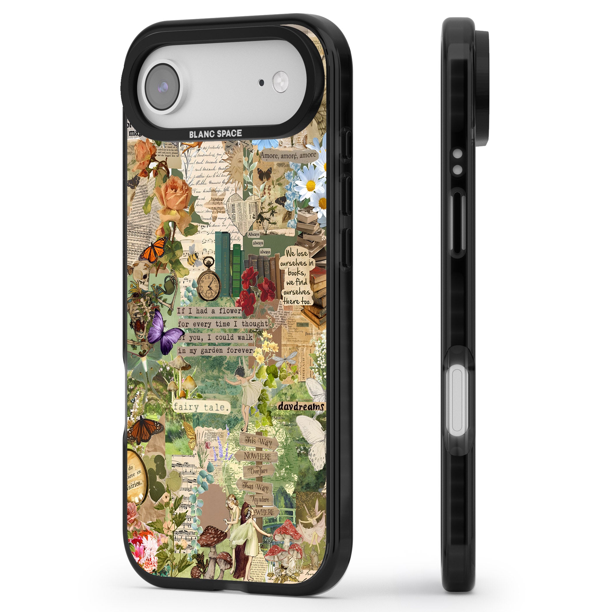 Enchanted Collage iPhone 17 Air Impact Black Phone Case Side Profile