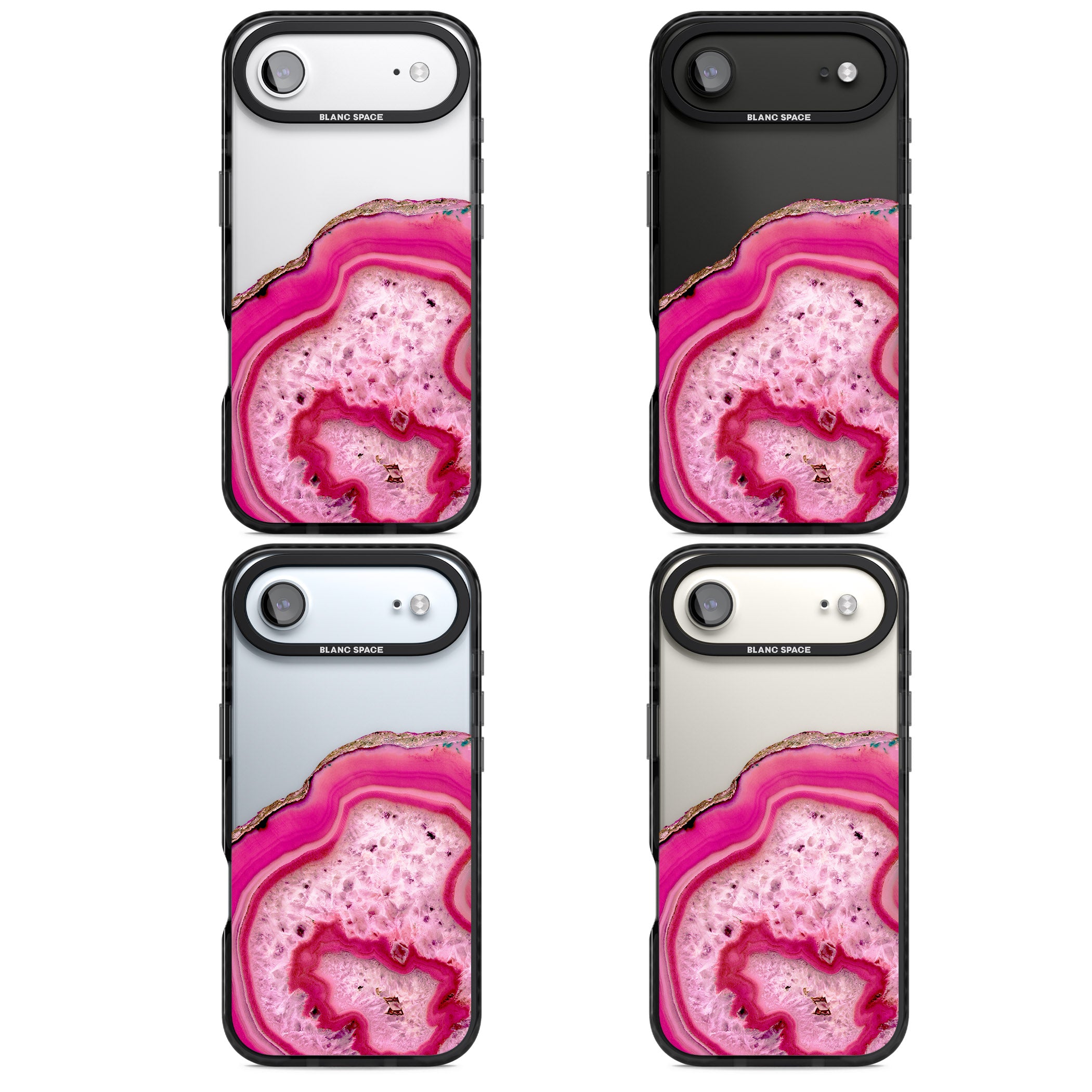 Pink Geode Crystal iPhone 17 Air Impact Black Phone Case APT Impact Protection