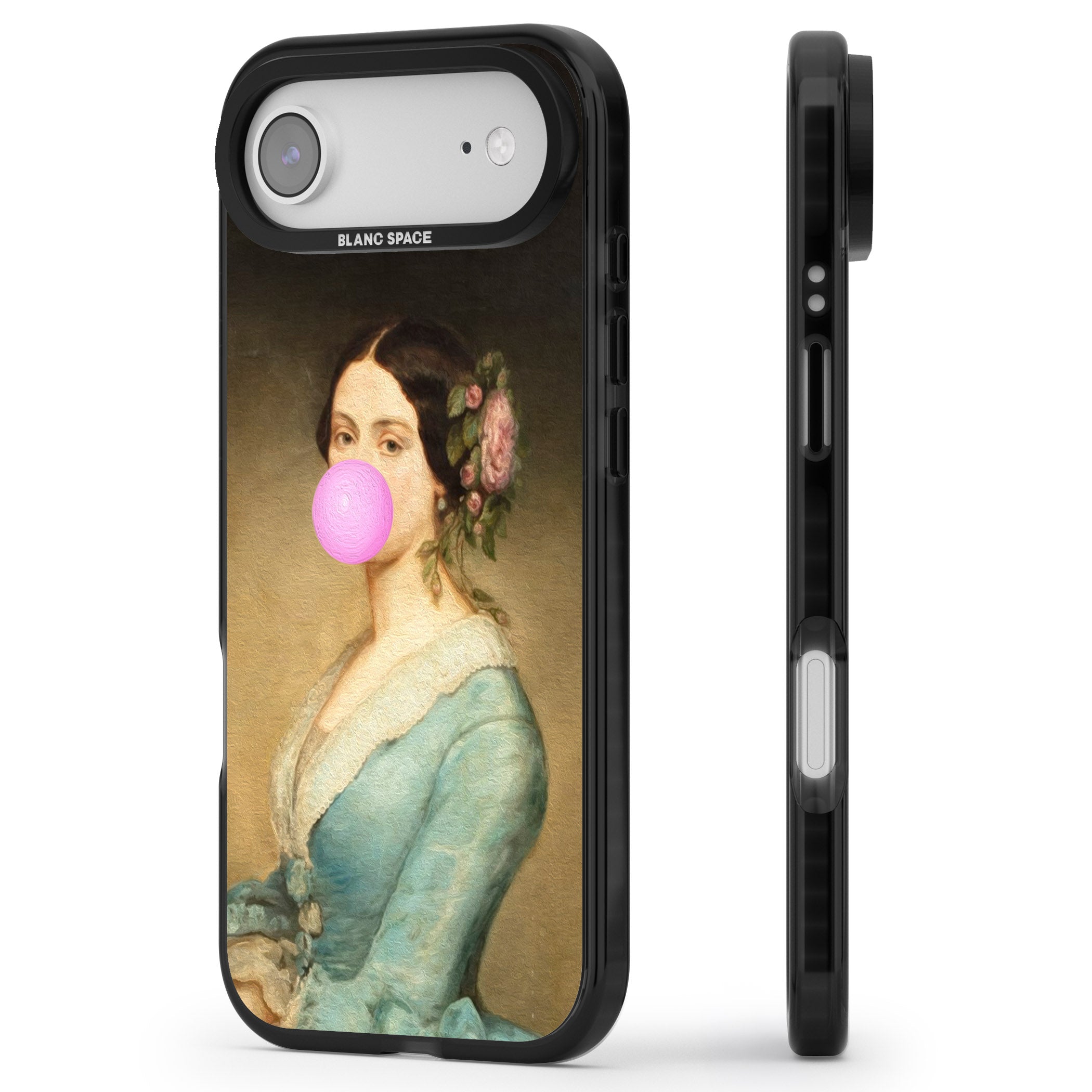 Bubblegum Renaissance iPhone 17 Air Impact Black Phone Case Side Profile