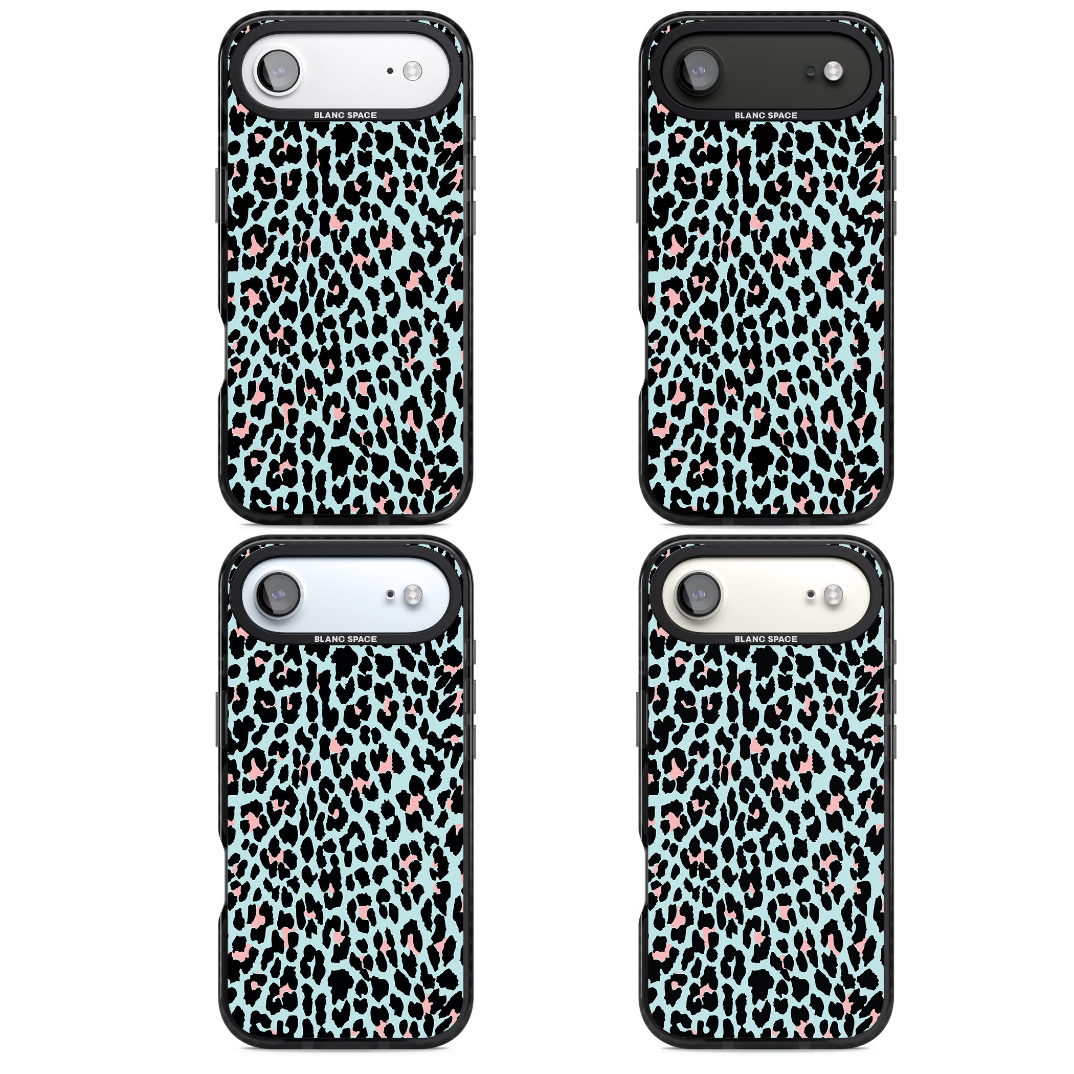 Pastel Blue & Pink Leopard Print iPhone 17 Air Impact Black Phone Case APT Impact Protection