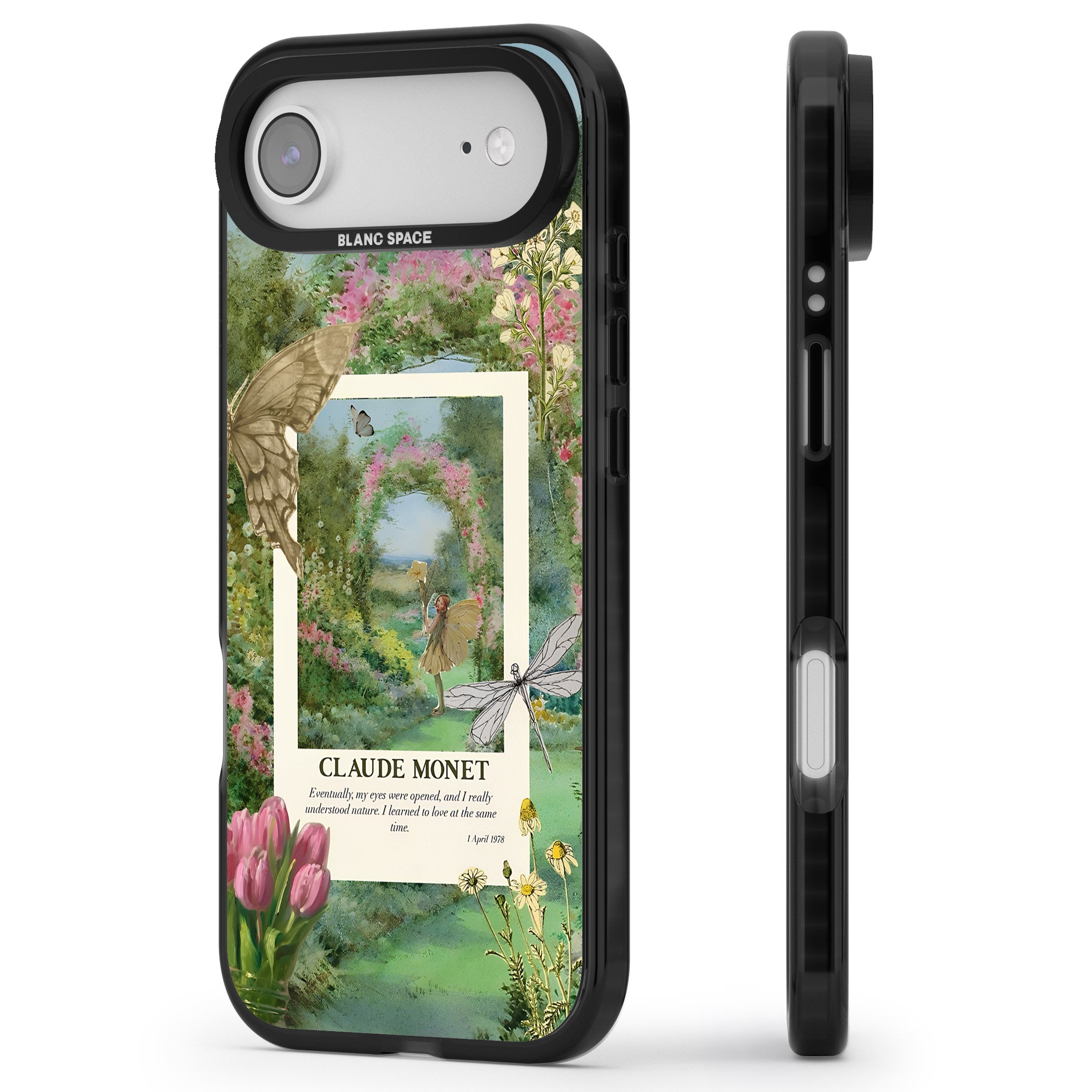 Monet Fairy Garden iPhone 17 Air Impact Black Phone Case Side Profile