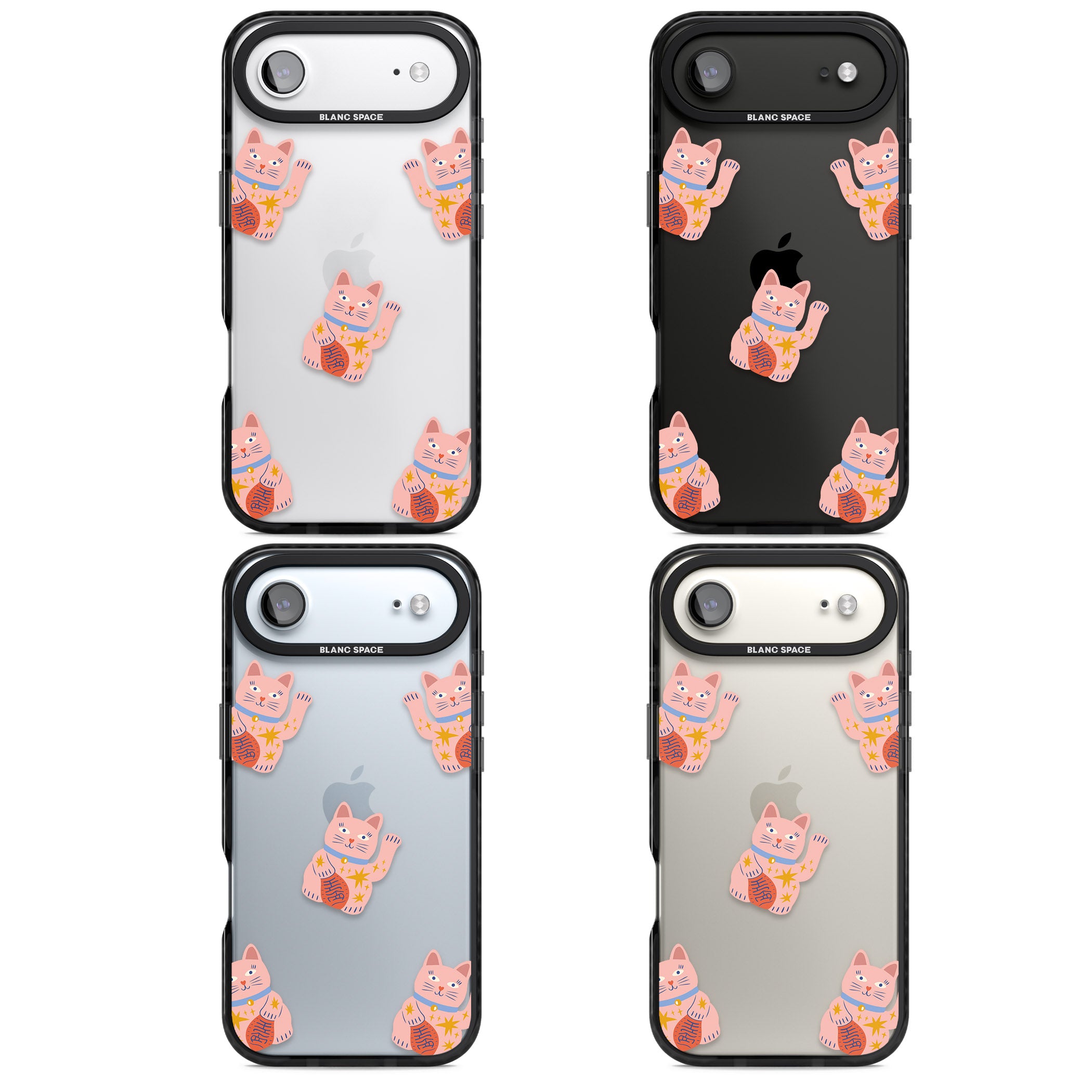 Waving Cat Pattern iPhone 17 Air Impact Black Phone Case APT Impact Protection