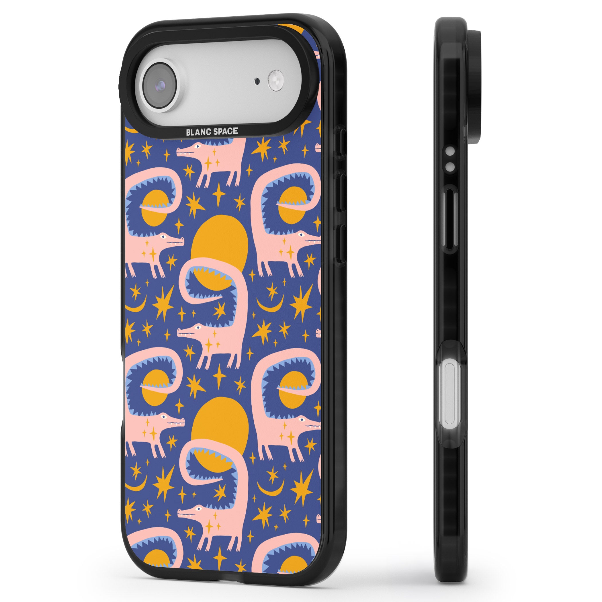 Sun Croc Pattern iPhone 17 Air Impact Black Phone Case Side Profile