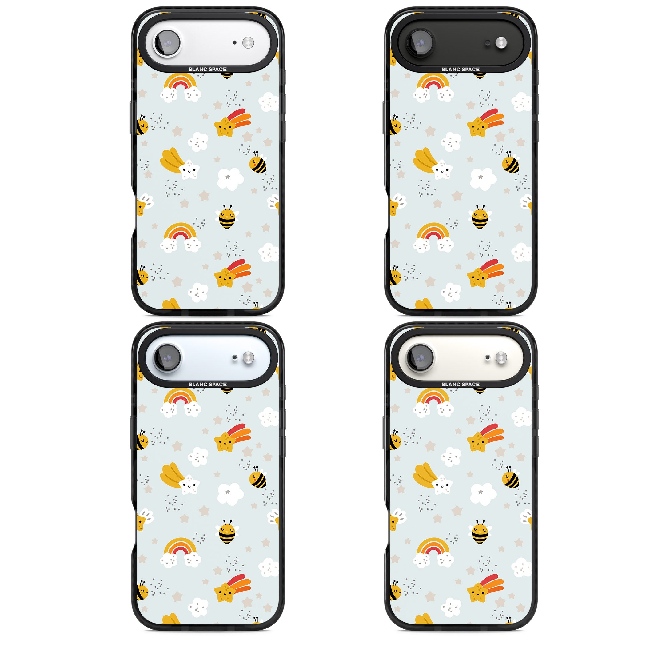 Sweet As Honey Patterns: Bees & Rainbows iPhone 17 Air Impact Black Phone Case APT Impact Protection