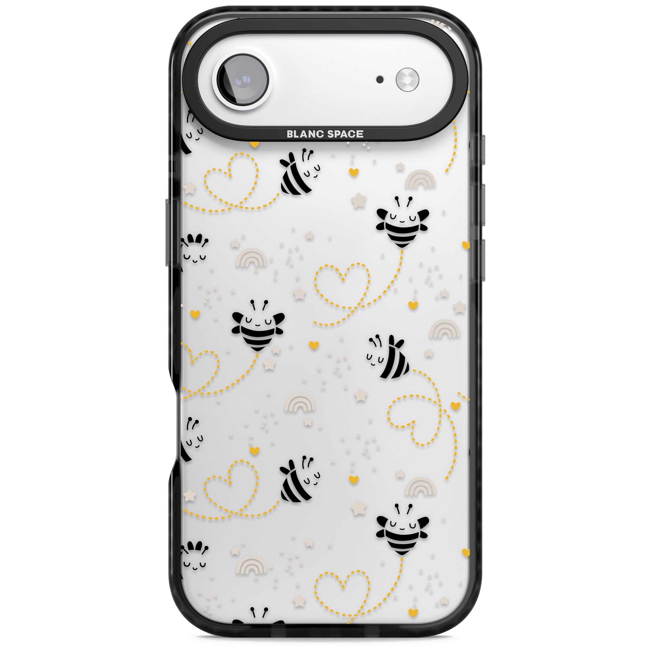 Bee Hearts Pattern iPhone 17 Air Impact Black Phone Case