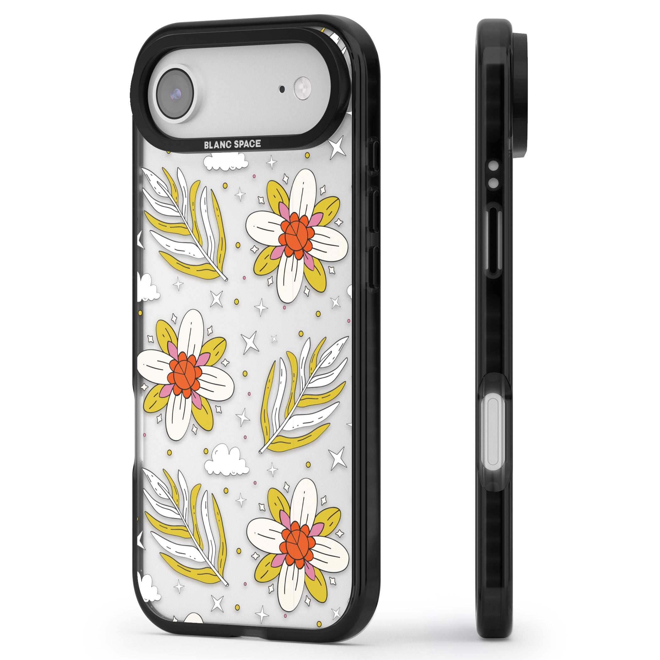 Boho Celestial Floral Dream iPhone 17 Air Impact Black Phone Case Side Profile