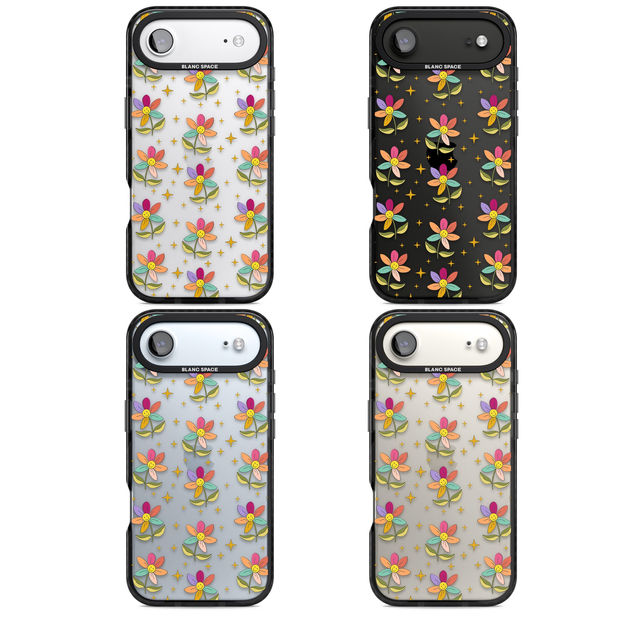 Boho Celestial Happy Flower iPhone 17 Air Impact Black Phone Case APT Impact Protection