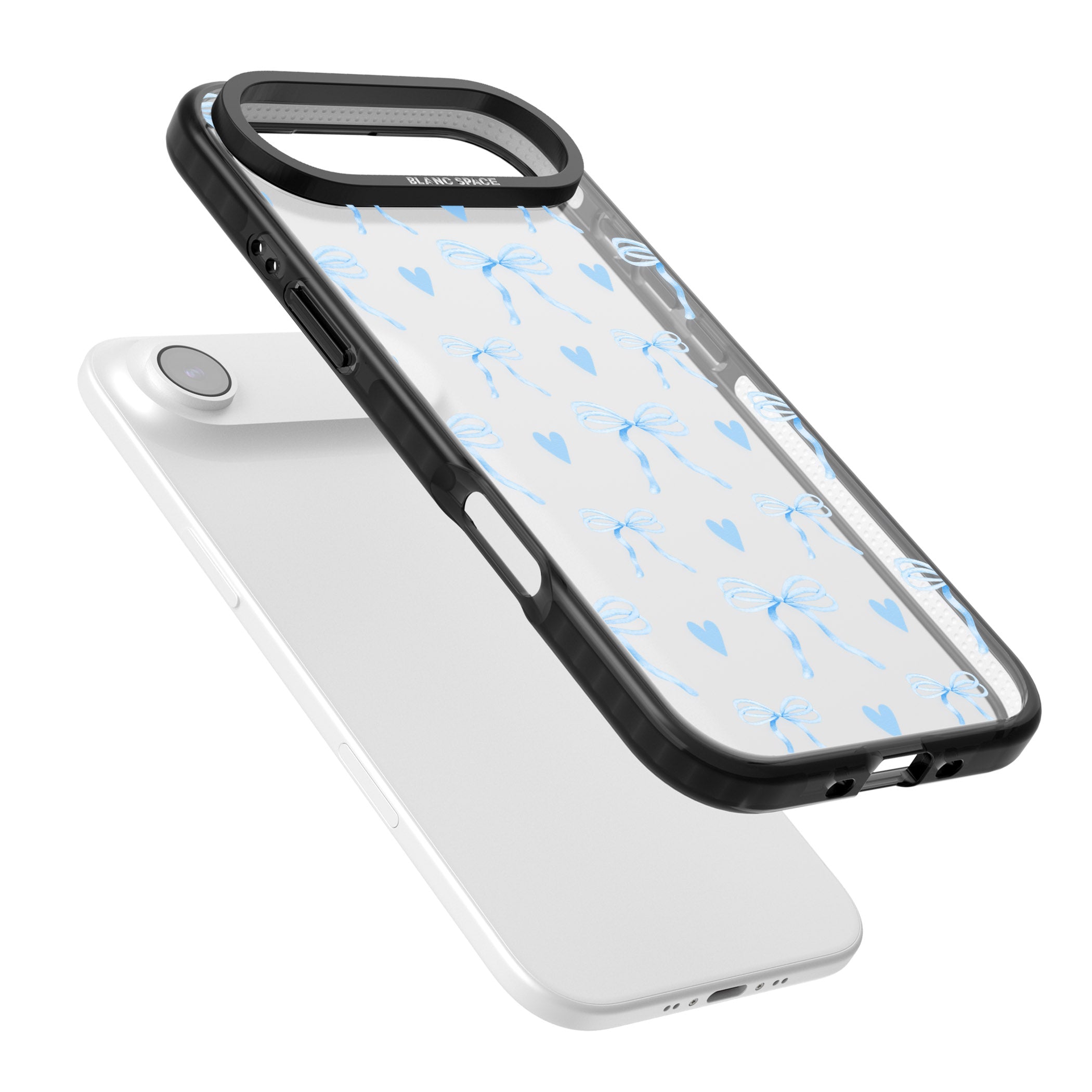 Blue Bows & Hearts iPhone 17 Air Impact Black Phone Case Colours
