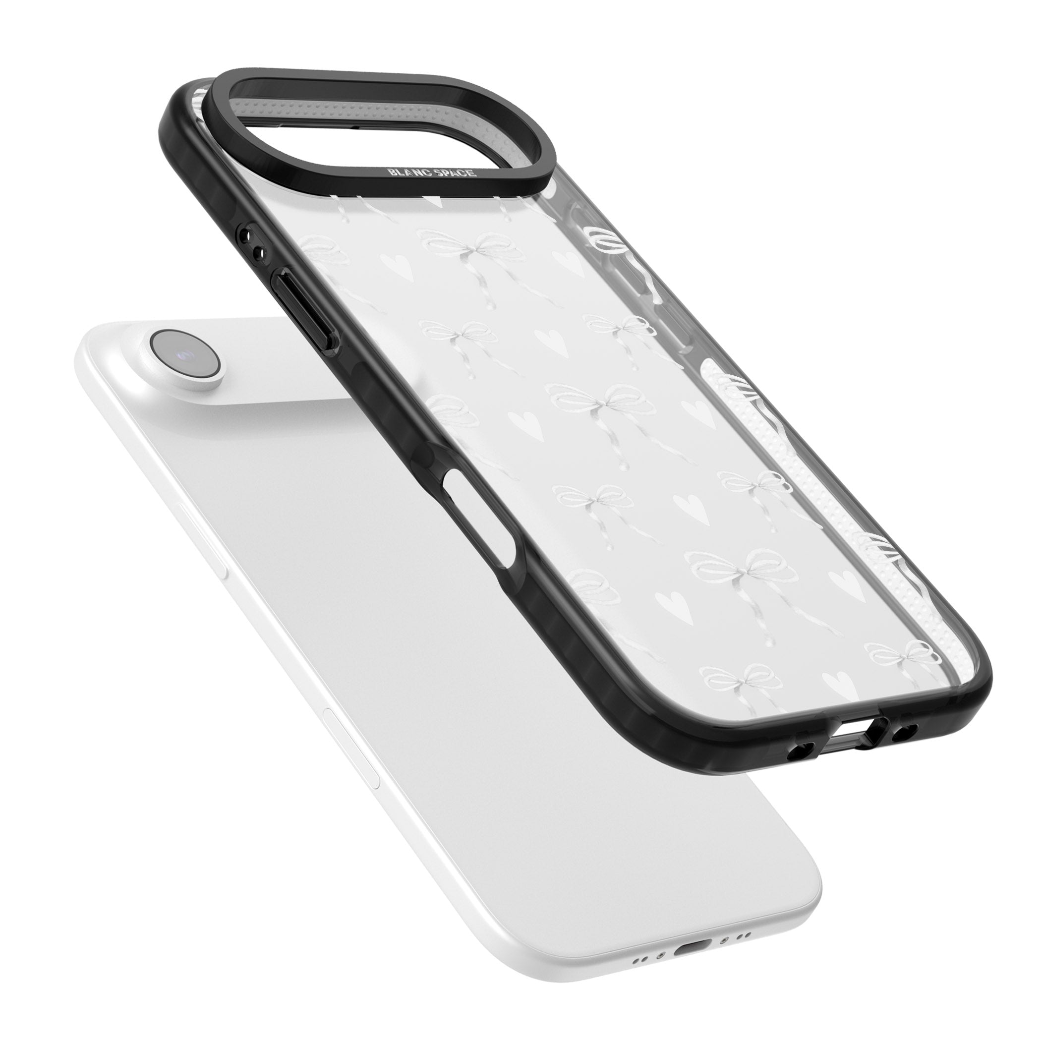 White Bows & Hearts iPhone 17 Air Impact Black Phone Case Colours