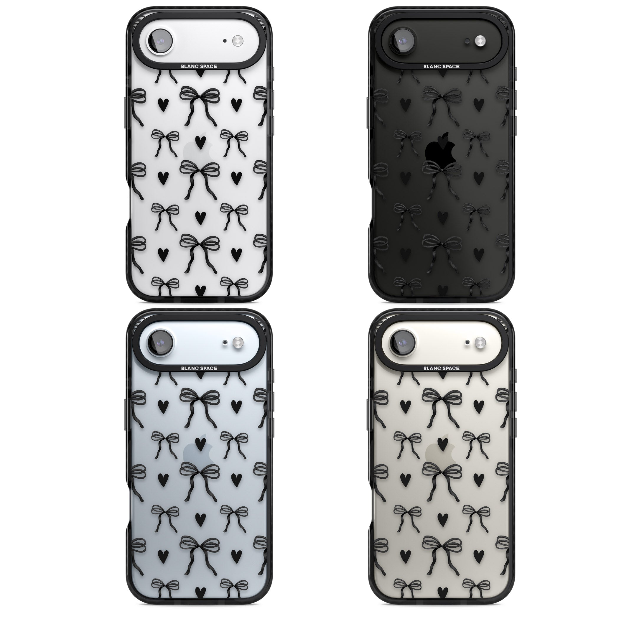 Black Bows & Hearts iPhone 17 Air Impact Black Phone Case APT Impact Protection