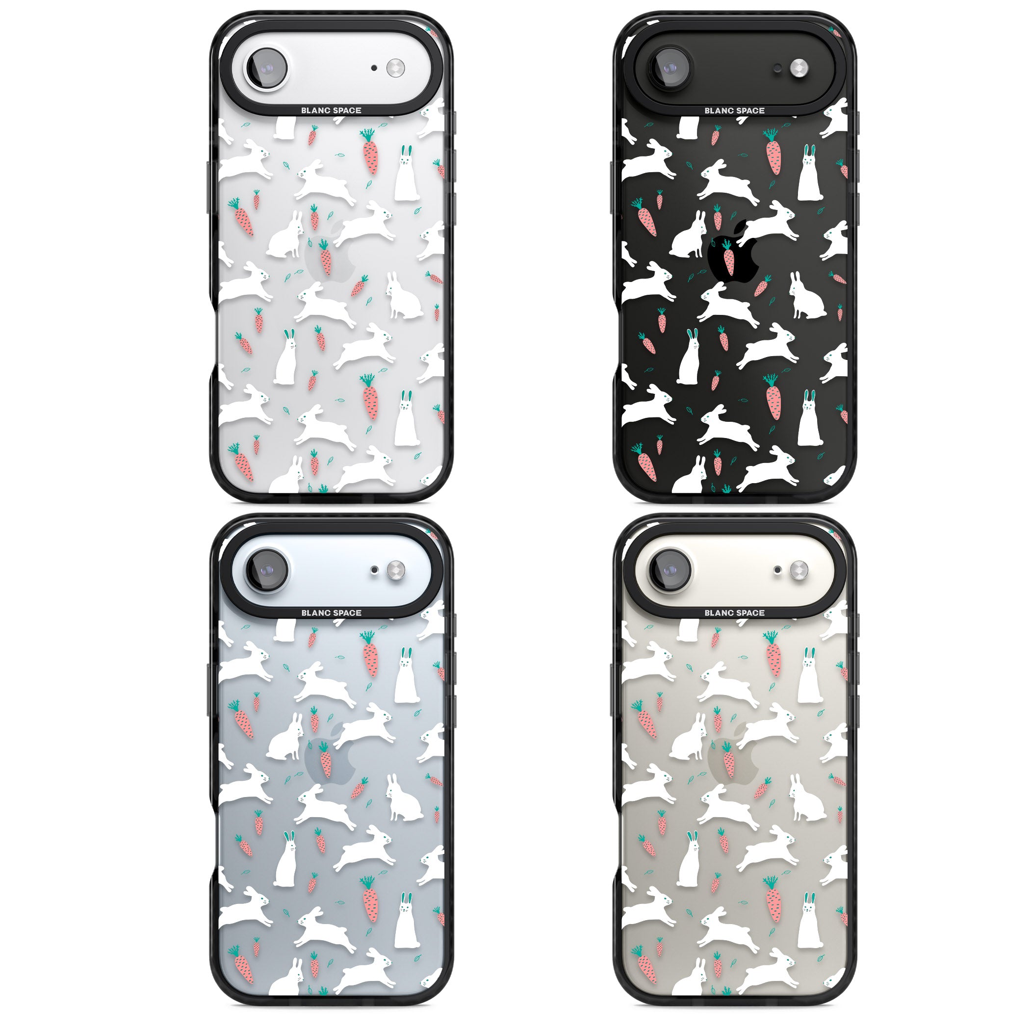 White Bunnies And Carrots iPhone 17 Air Impact Black Phone Case APT Impact Protection