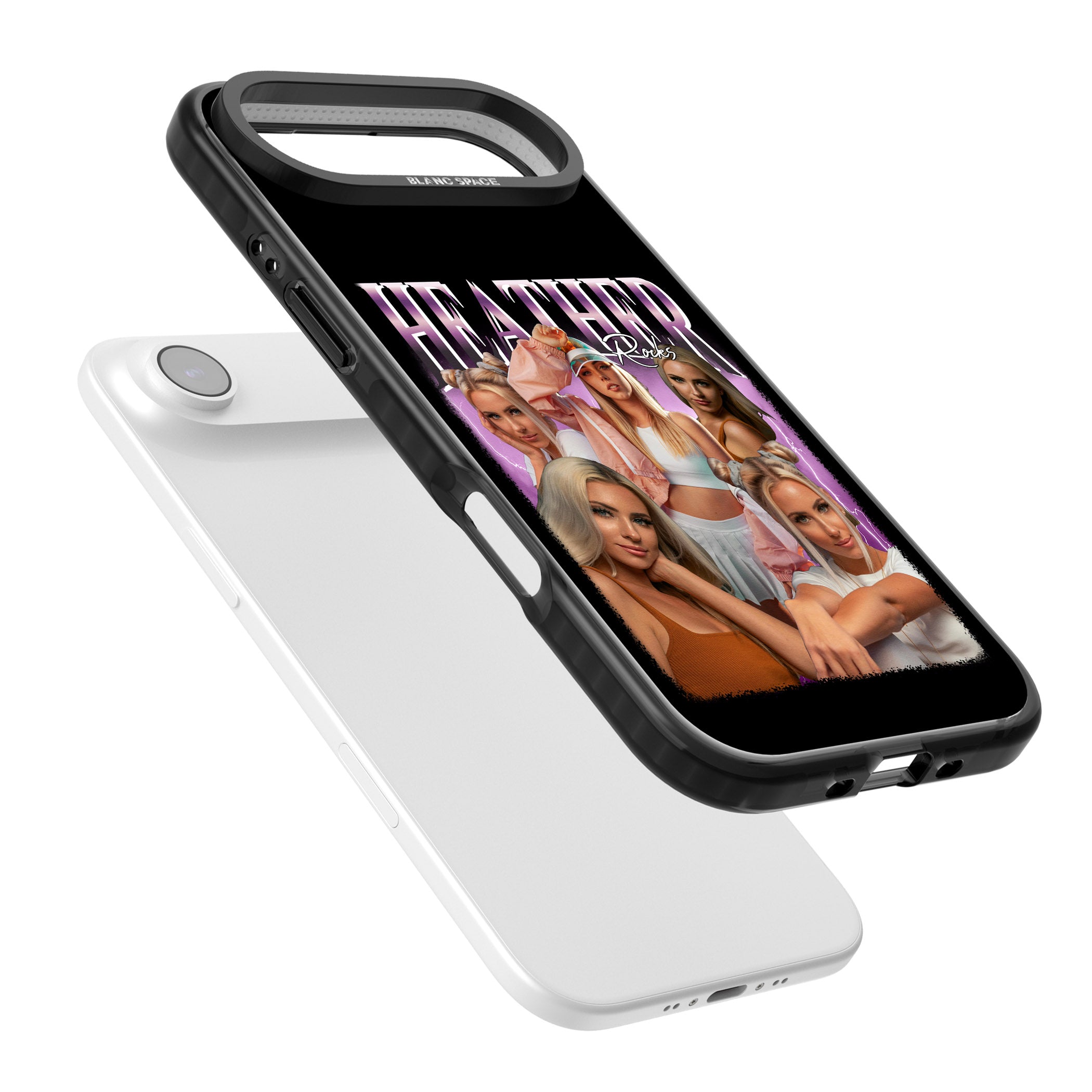 Personalised Airbrush Name & Photo Collage (Pink) iPhone 17 Air Impact Black Phone Case Colours