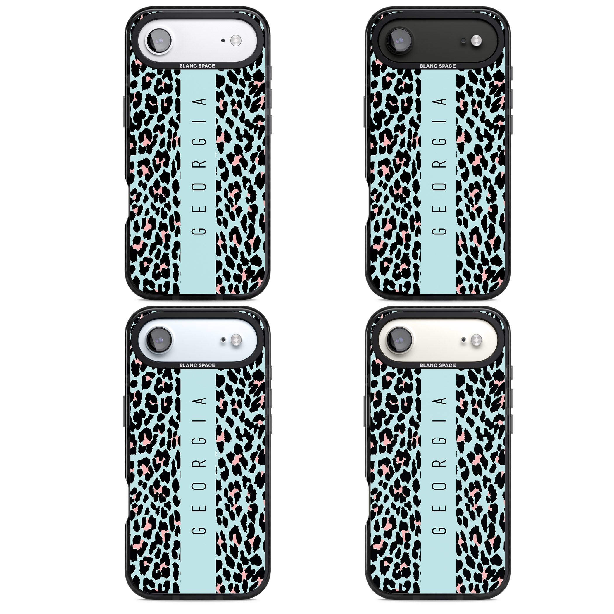 Personalised Blue Leopard iPhone 17 Air Impact Black Phone Case APT Impact Protection