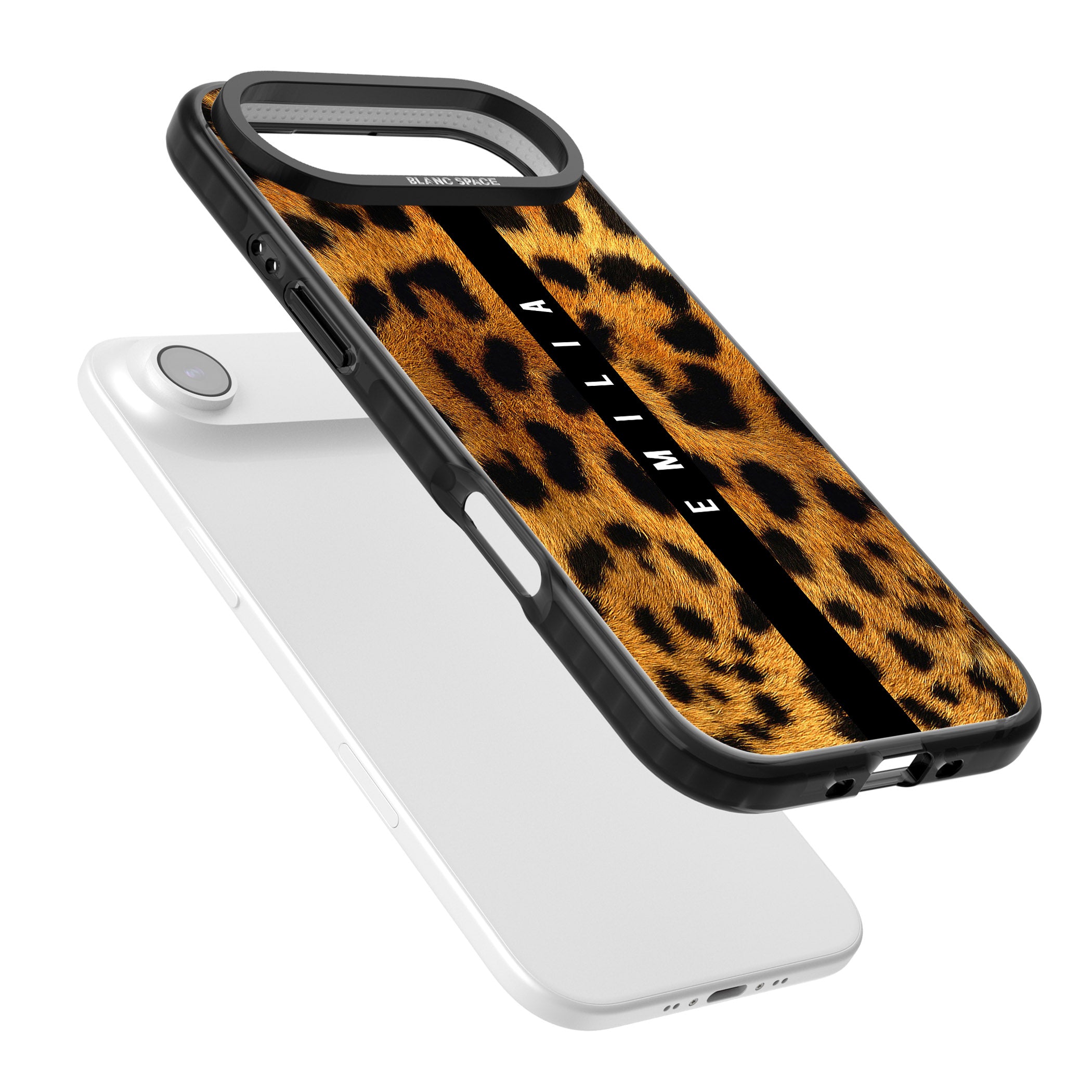 Personalised Leopard Print iPhone 17 Air Impact Black Phone Case Colours